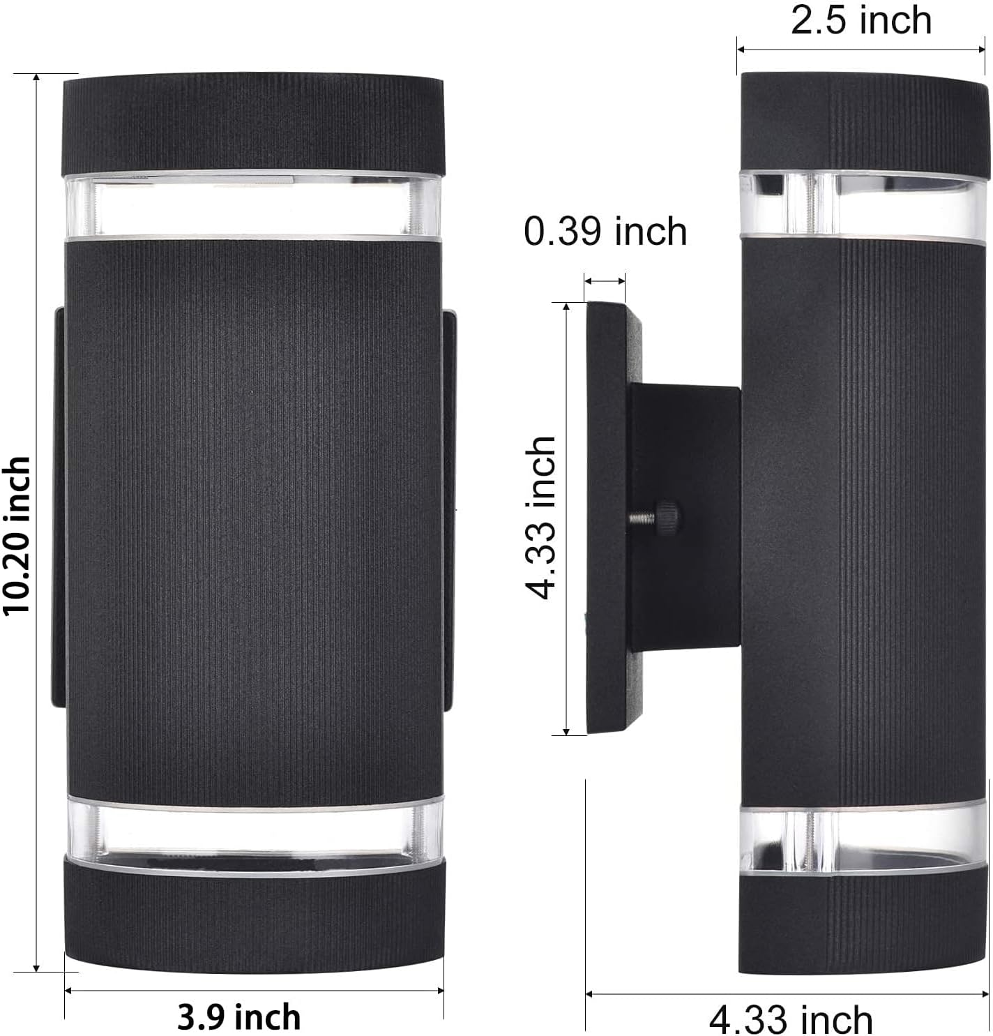 Porch Lights Outdoor Dusk to Dawn, Aluminum Outdoor Wall Light Fixture 6000K, Waterproof Wall Lamp Up and Down Lights Exterior Sconce Wall Lighting Fixture for House Doorway, ETL Listed