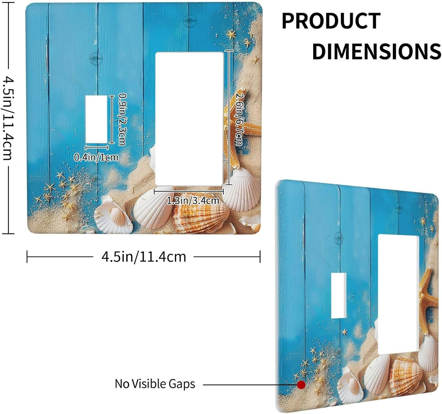 Outlet Covers Blue Wood Grain Beach Shell Starfish 1 Toggle 1 Rocker Combination Decorative Wall Plate Electrical Switch Plates Light Switch Cover Plate for Bathroom Farmhouse Decor