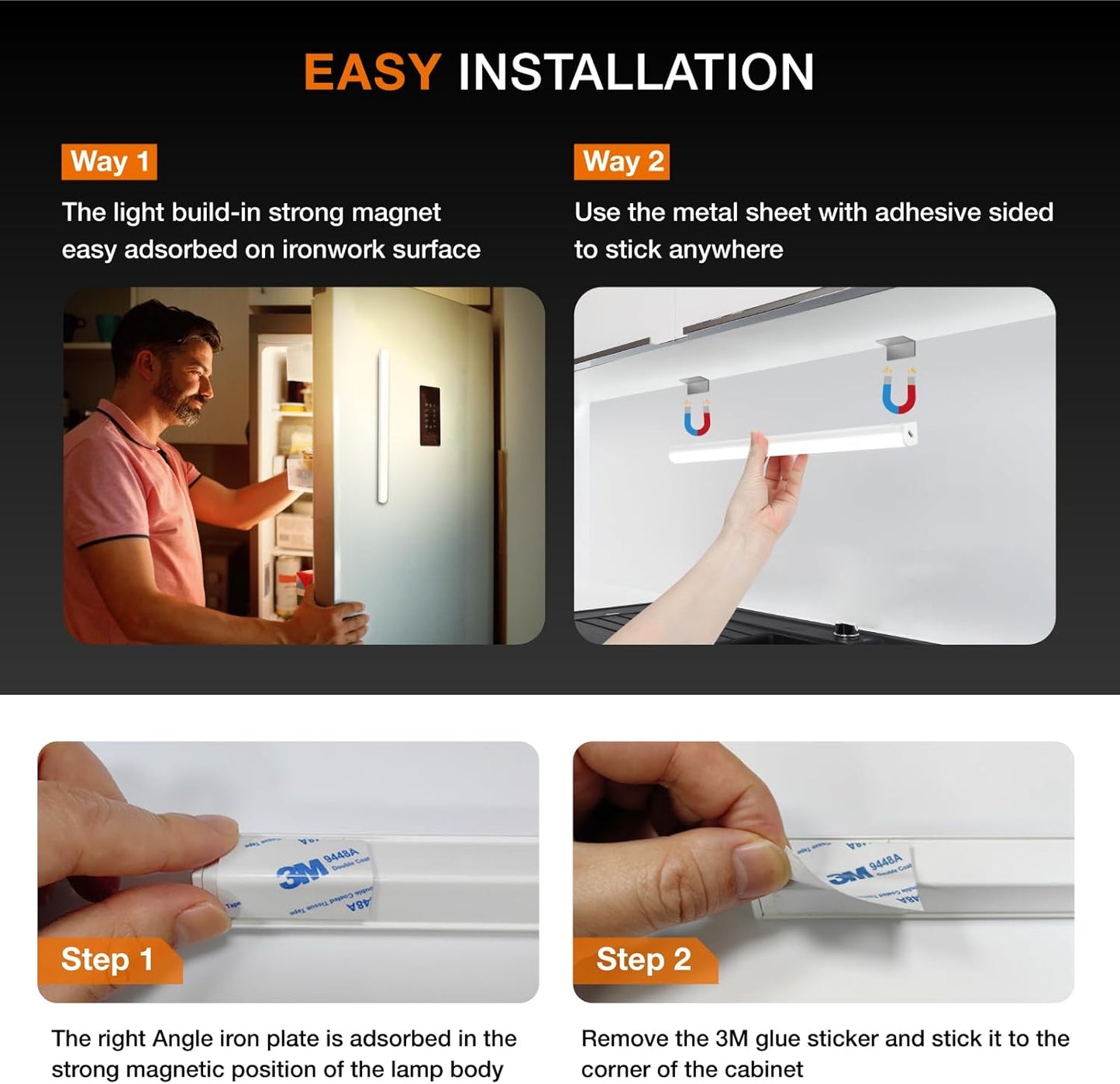 Under Cabinet Lights Remote Control,4 Pack Magnetic Rechargeable Light bar,Under Cabinet Lighting Wireless,Ceiling and Under Counter Lights for Kitchen,Wardrobe,Shelf (White, 30 CM)