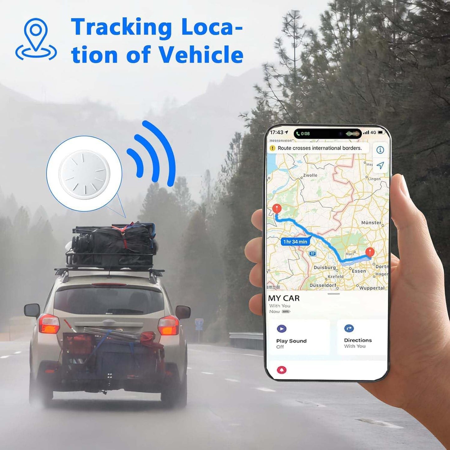 Car GPS Tracking Device for Vehicles, 2PCS Real Time Vehicles GPS Tracker for Car Work with Find My (iOS Only),Hidden Mini GPS Tracker,No Monthly Fee (White Tracker, White Magnetic Case)