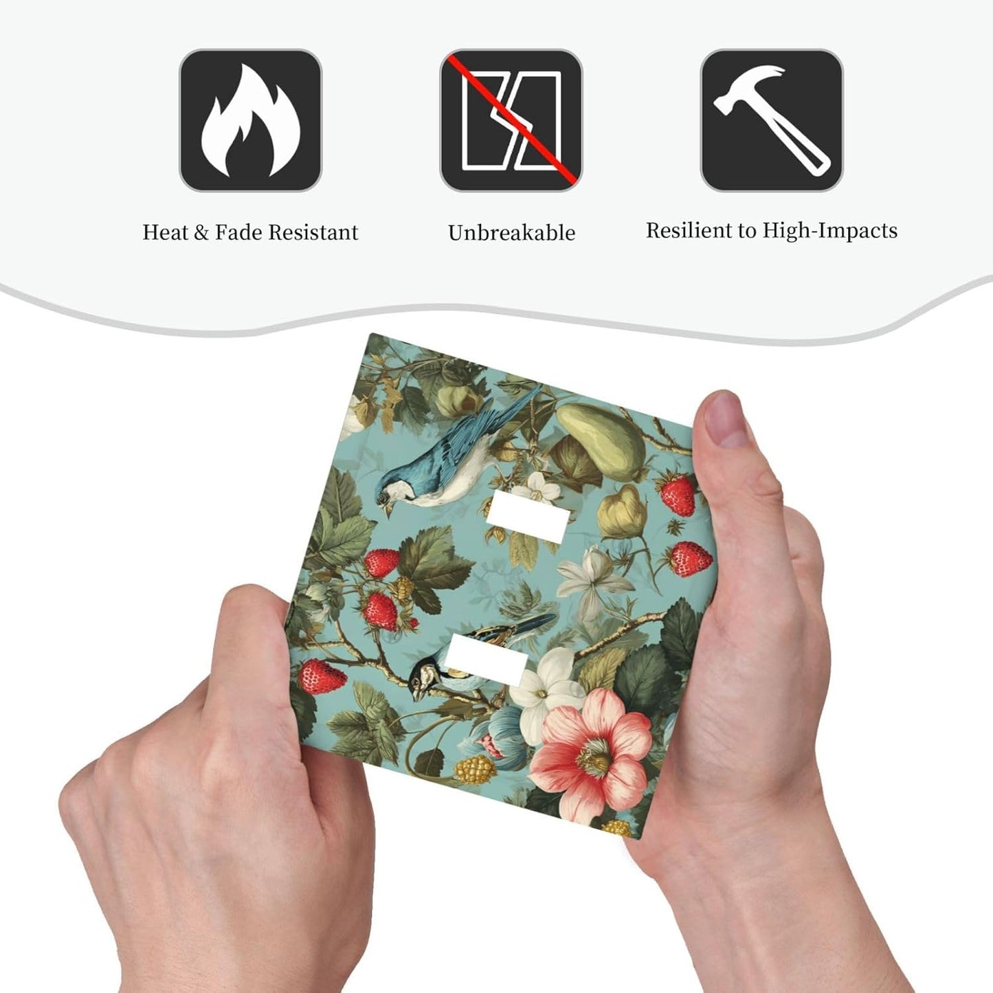 William Morris Flower 2 Gang Double Toggle Wall Plate Cover Decorative Light Switch Covers Electrical Faceplate Switch Plates for Bathroom Kitchen Home