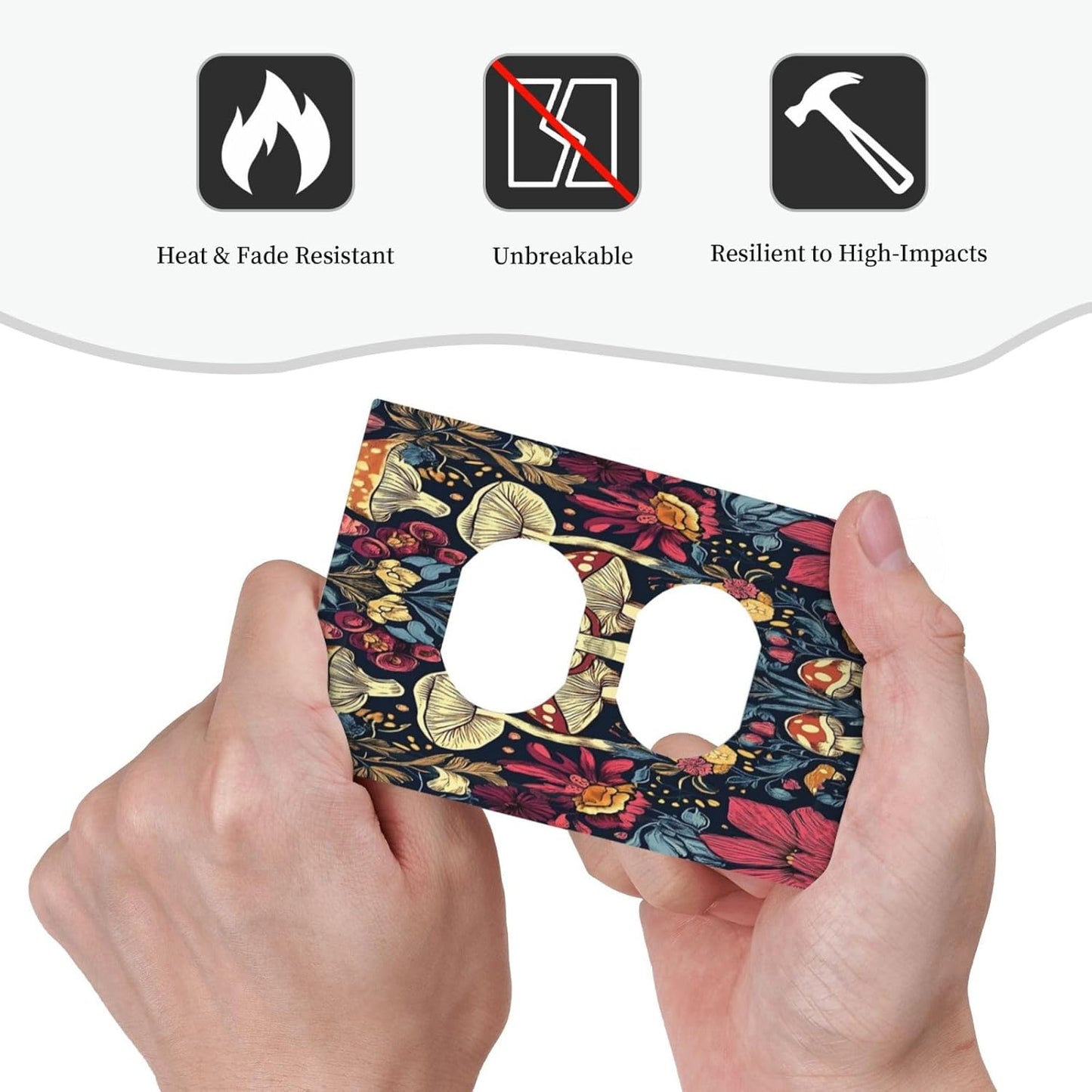 Outlet Covers Coloful Red Yellow Orange Magical Mushroom Forest 1 Gang Duplex Light Switch Cover Plate Decorative Switch Plate Covers Electrical Socket Cover for Bedroom Home Decor