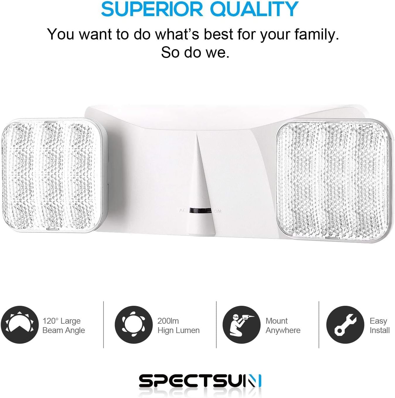 SPECTSUN 8 Pack LED Exit Emergency Light Combo with Battery Backup-US Standard Commercial Corded Emergency Exit Sign Lights for Home Power Failure,UL 924 Certified,Emergency Flash Lights
