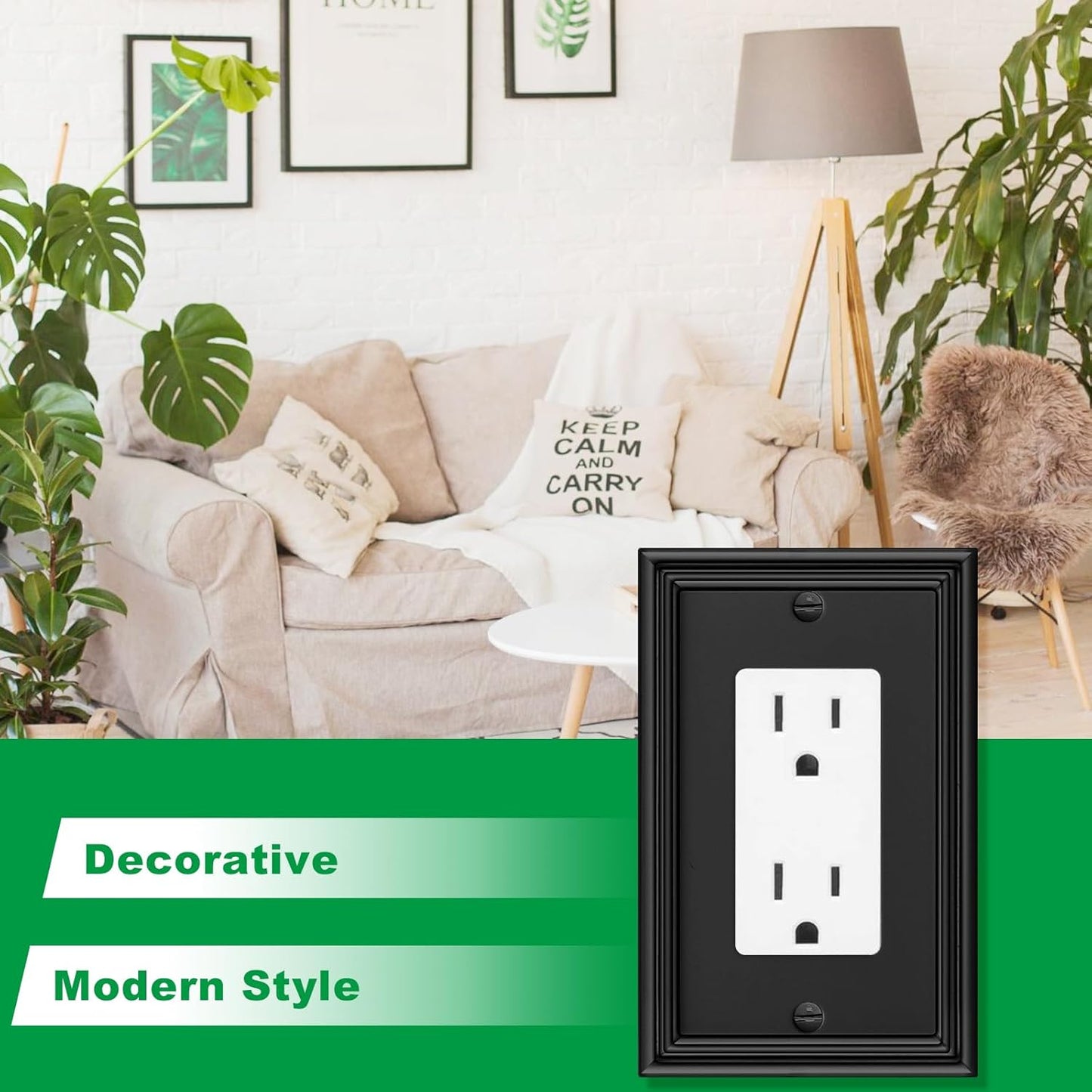 Black Modern Decorative Wall Plate Light Switch Cover Decorator Outlet Covers Rocker Switch Plates Bamboo Fiber Material Wall Plates for Kitchen Bathroom (1 Gang Single Decorator-4 Pack)