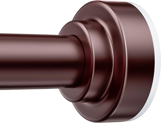 TEECK Shower Curtain Rod, 27-76 inch Adjustable Spring Tension Curtain Rod, Never Rust Anti-Slip Shower Curtain Rod for Bathroom, No Drilling, Never Collapse, Easy to Use, Brown