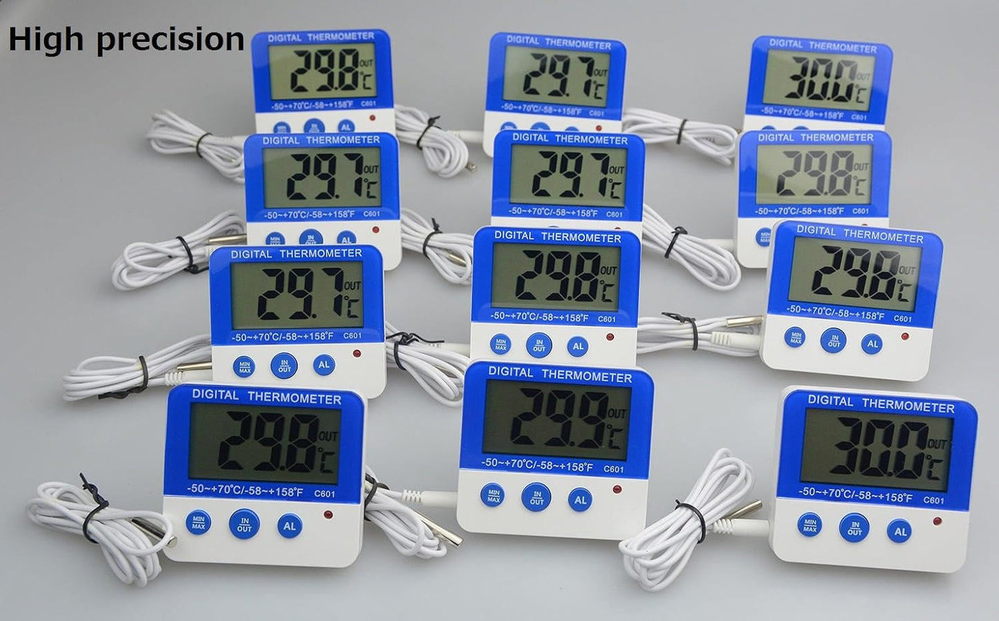 Fridge Freezer Thermometer Max/Min Memory High & Low Temperature Alarms Settings with LED Indicator Digital Refrigeration Thermometer with Magnetic,Stander 2 Pack