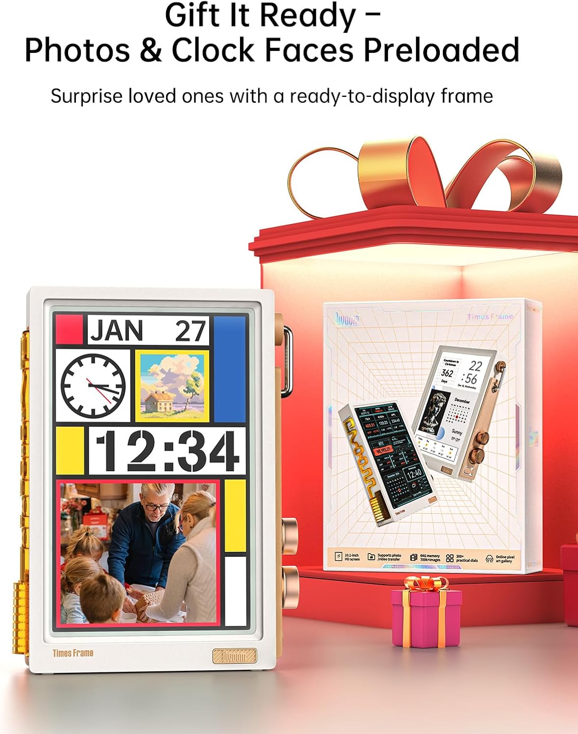 Divoom Times Frame-10.1" WiFi Digital Picture Frame with 64GB, Free App with No Subscription Fees, Supports Uploading Photos/Videos/Calendars/Weather/Sports Scores and Various DIY Content
