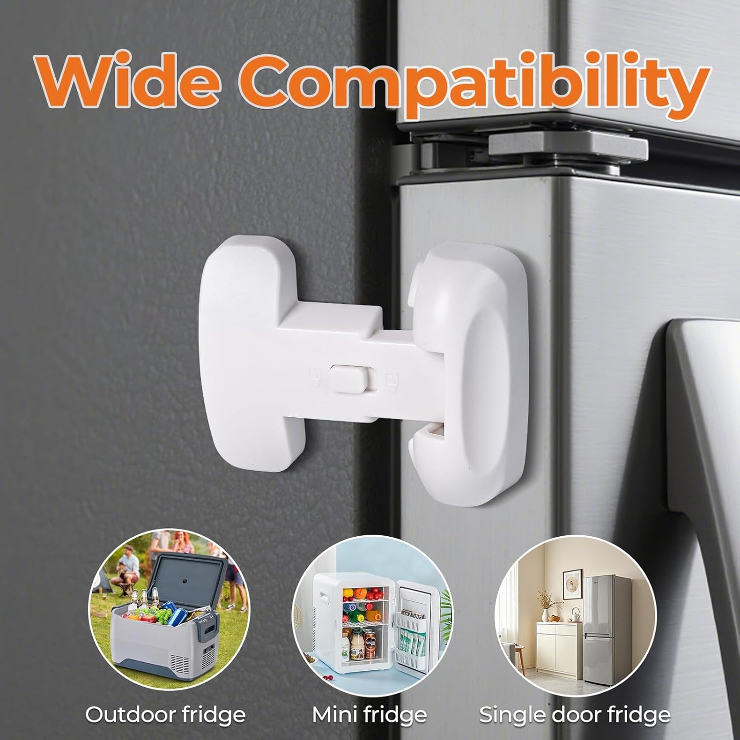 Refrigerator Fridge Door Lock for Kids Child Safety Locks for Doors Freezer Door Lock Easy to Install Keep Door Closed Child Proof Refrigerator，Freezer Door Lock 2 Pack, White