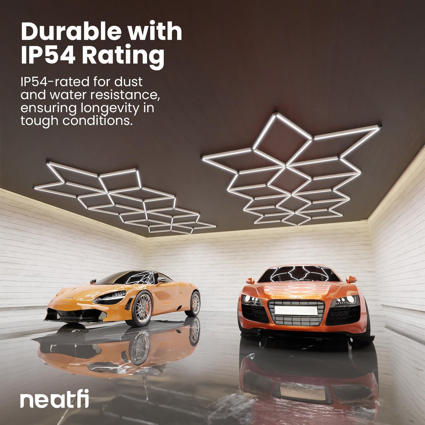 Neatfi Modern LED Garage Light, 36,120 Lumens, 361.2W, 6500K, IP54 Rated, Ceiling Lighting for Car Detailing, Auto Shops, Workshops, and Gyms (Snowflake Pattern, Cool White)