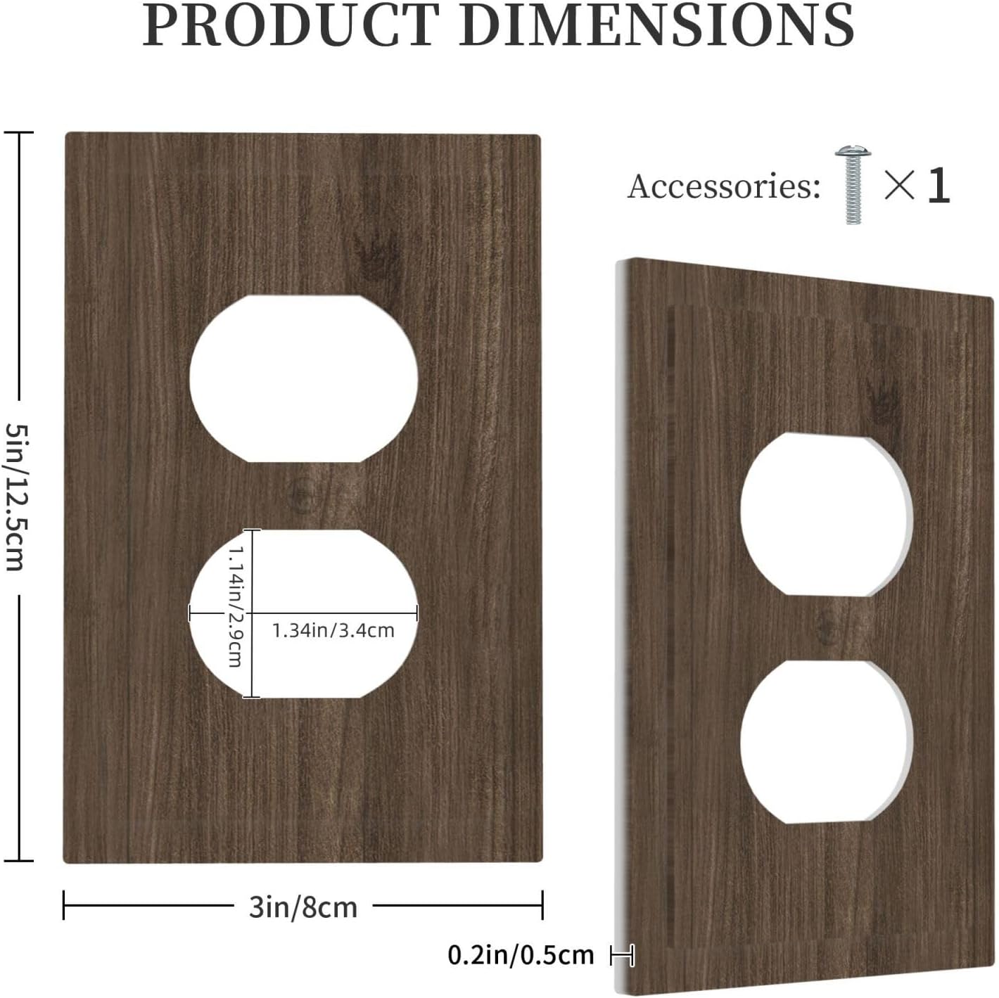 Outlet Covers Rustic Walnut Wood Grain 1 Gang Duplex Light Switch Cover Plate Decorative Switch Plate Covers Electrical Socket Cover for Farmhouse Cabin Decor