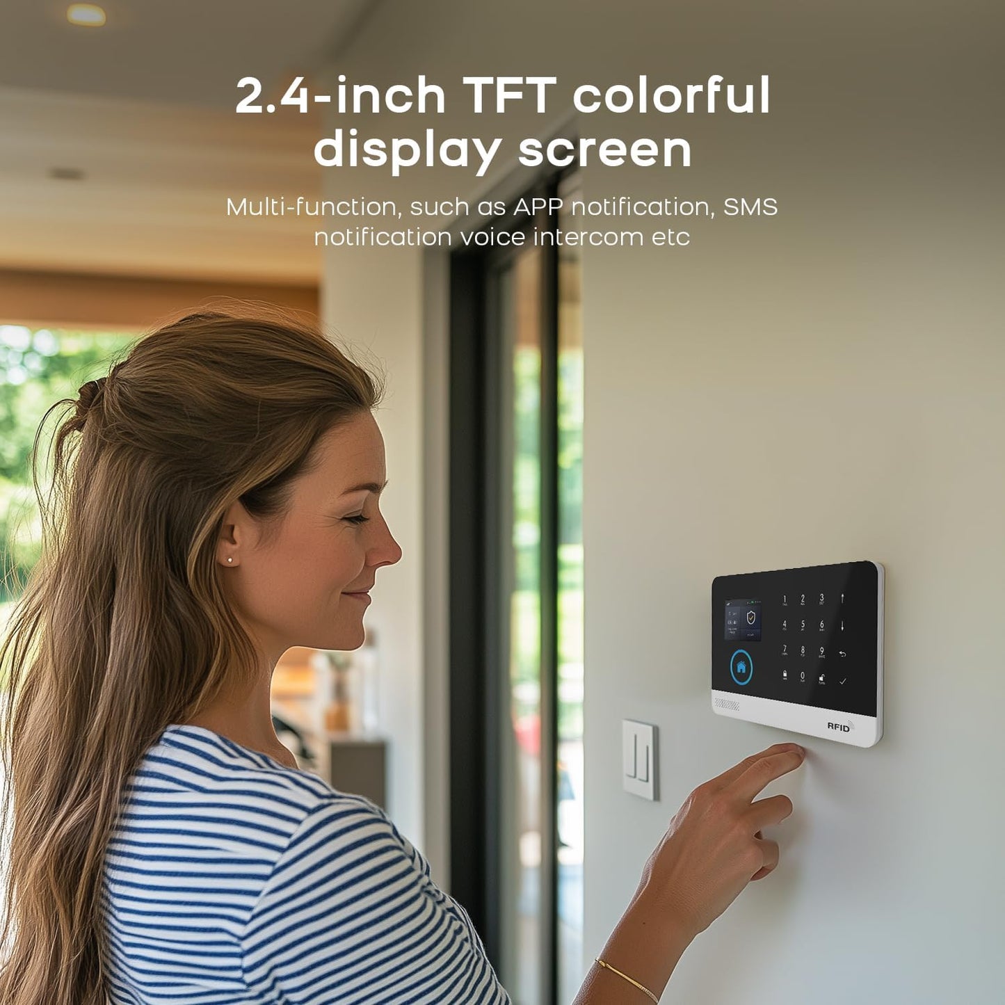PGST Home Alarm System,2.4" Colorful Screen Home Security System,10 Piece Wireless Burglar Door Alarm Kits,Motion Detectors,4G SMS/Phone Tuya APP Alerts for Home,Villa,Apartment,No Subscription Fee
