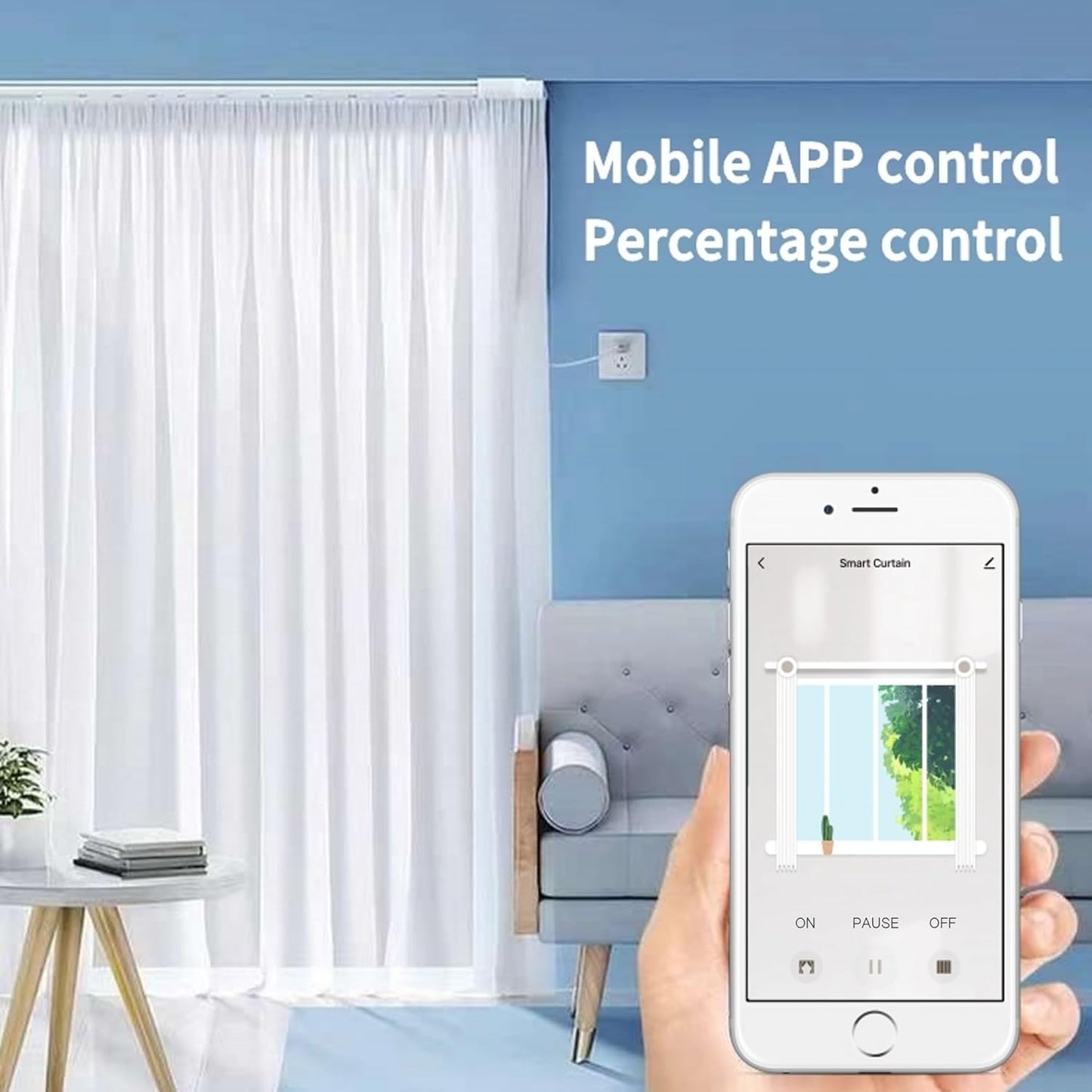 Smart Curtain Track System with Mini Zigbee Motor, Automatic Ceiling Curtain Opener, Motorized Curtains Rod 165.3''(4.2m) with App, Voice, Remote Control,Compatible with Alexa,Google and Siri