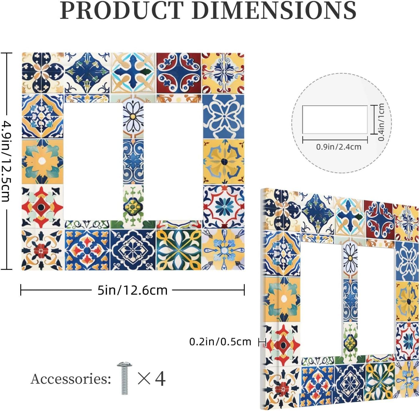 Decorative Outlet Covers Moroccan Traditional Mexican Talavera Til 2 Gang Double GFCI Rocker Electrical Wall Panels Light Switch Cover Plate for Kitchen Home Decor