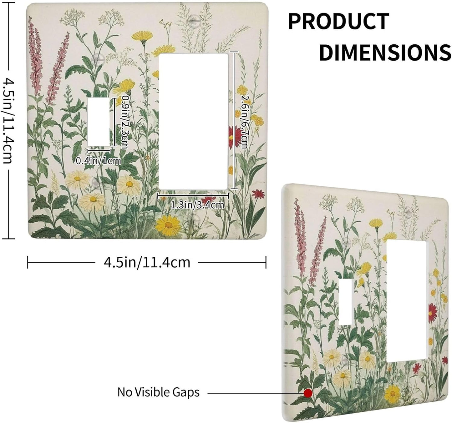 Rustic Wildflower Green Plants Daisy Floral Outlet Covers 1 Toggle 1 Rocker Combination Decorative Wall Plate Electrical Switch Plates Light Switch Cover Plate For Farmhouse Bed Room Decor