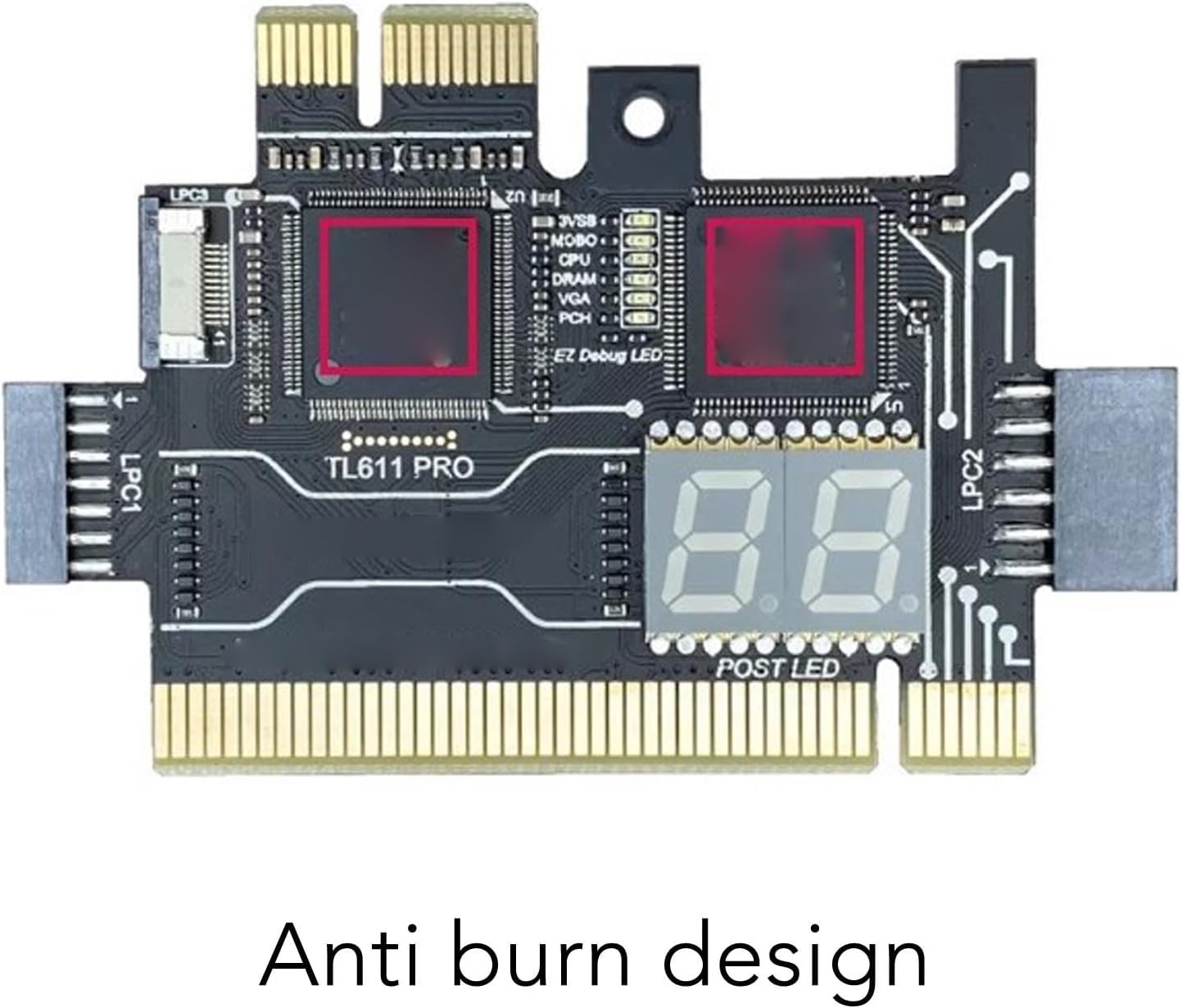 TL611 Pro Mainboard Debug Card, Diagnostic & Analyzer PC Kit, 4 Digit Post Card with LED Indicators for Laptop, PCI E, PC Computer Motherboard Testing