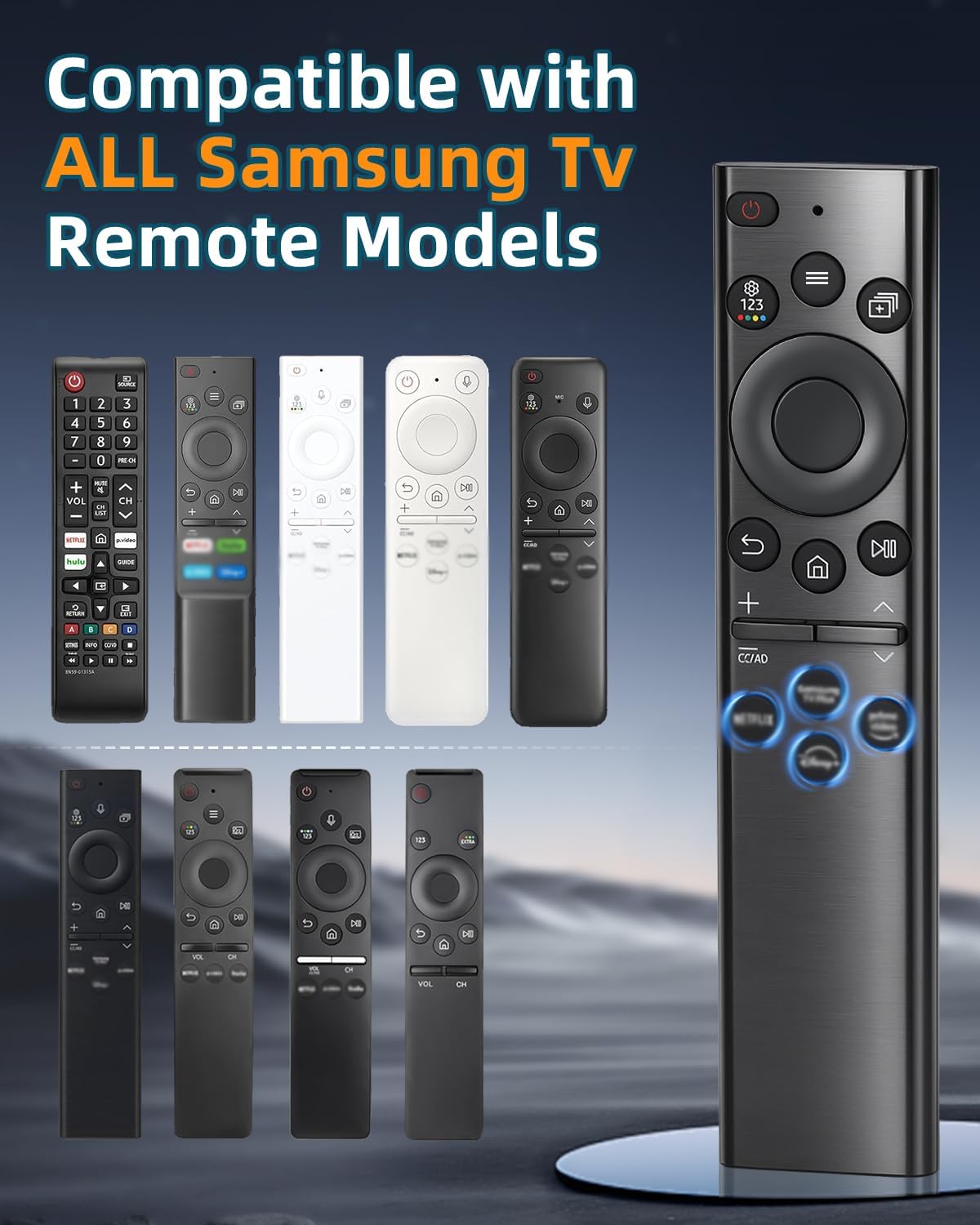 Replacement Remote Control for Samsung Smart TVs – Ready to Use, Universal Remote Compatible with Samsung Frame Curved QLED Crystal UHD TVs