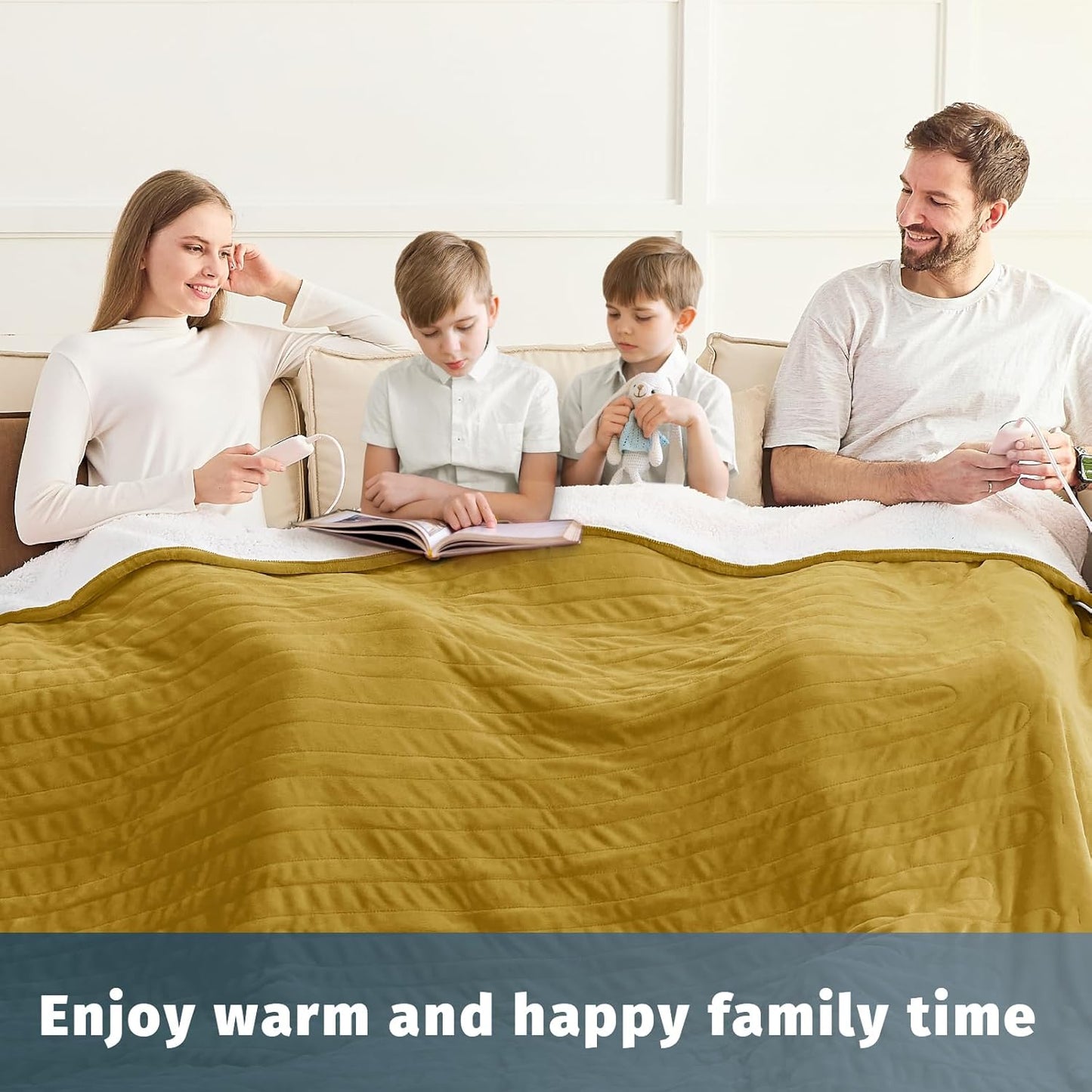 Heated Electric Blanket King Size - 90" x 100" Heating Blanket with Dual Control, 10 Heating Levels & 8 Hours Auto Off, Soft Warm Flannel Blanket, Christmas Birthday Gifts for Senior Grandma
