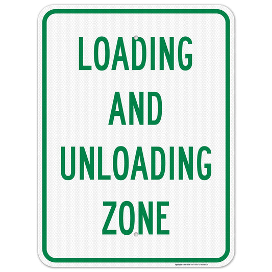 Loading and Unloading Zone Sign, 18x24 Inches, 3M EGP Reflective .080 Aluminum, Fade Resistant, Made in USA