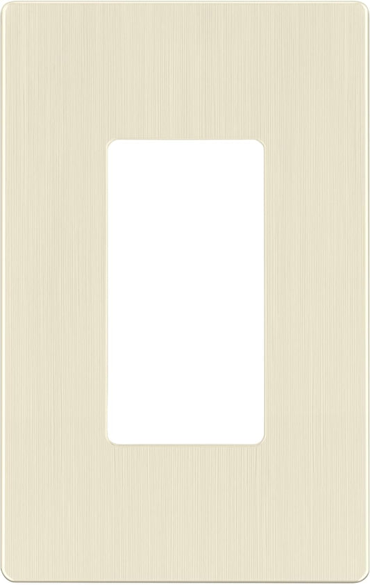 LIDER Brushed Finish Decorator Switch Cover, Screwless Wall Plate, Mid-Size 1-Gang 4.88" x 3.11", Unbreakable Polycarbonate Thermoplastic, UL Listed, LSWP-31M-BLA, Brushed Light Almond