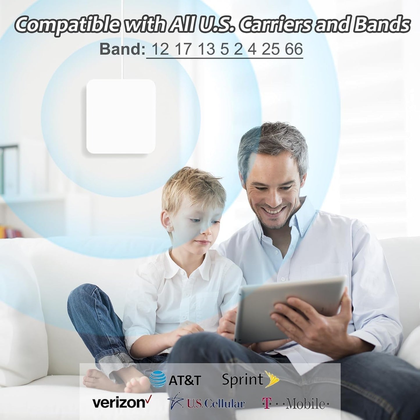 Cell Phone Booster for Home, Up to 2500 Sq.Ft, Cell Phone Signal Booster for Band 5/12/13/17,Boost 5G 4G LTE 3G Data for All U.S. Carriers, FCC Approved (White)