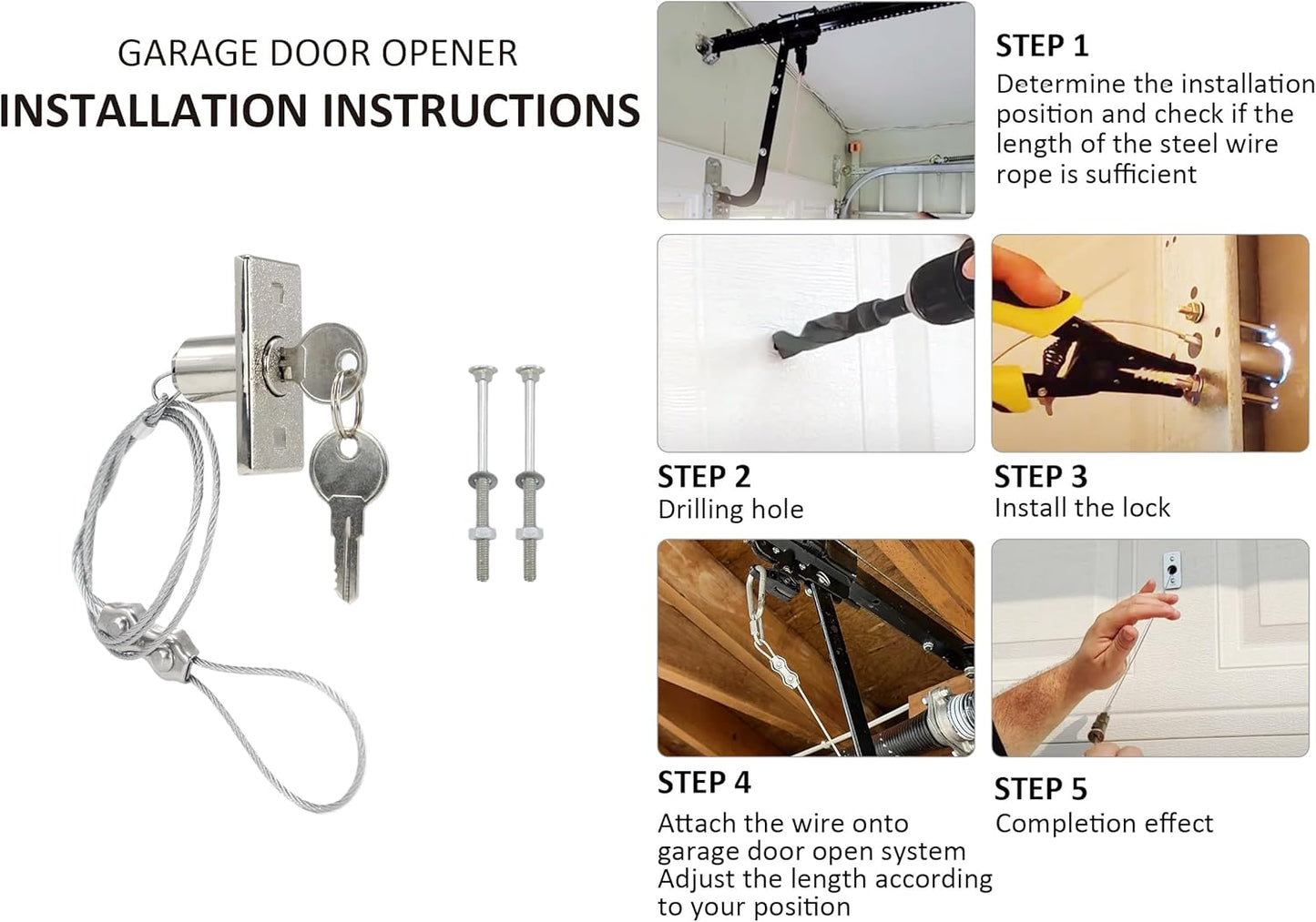 Universal Garage Door Opener Emergency Garage Door Disconnect Release Lock Kit-2pack