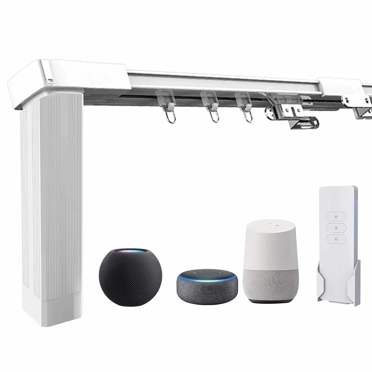 Smart Electric Curtain Motorized Track, Compatible with Alexa Google Assistant & Siri, Tuya App Remote Control, Adjustable to 5.2m(204 inch) for Living Room & Bedroom