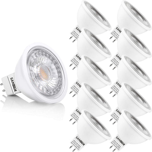 5W MR16 LED Landscape Light Bulbs, Low Voltage 12V 50W Halogen Replacement for Outdoor Landscape Spotlight and Indoor Track Light, GU5.3 Bi-Pin Base, Soft White 3000K, Non-Dimmable (Pack of 10)