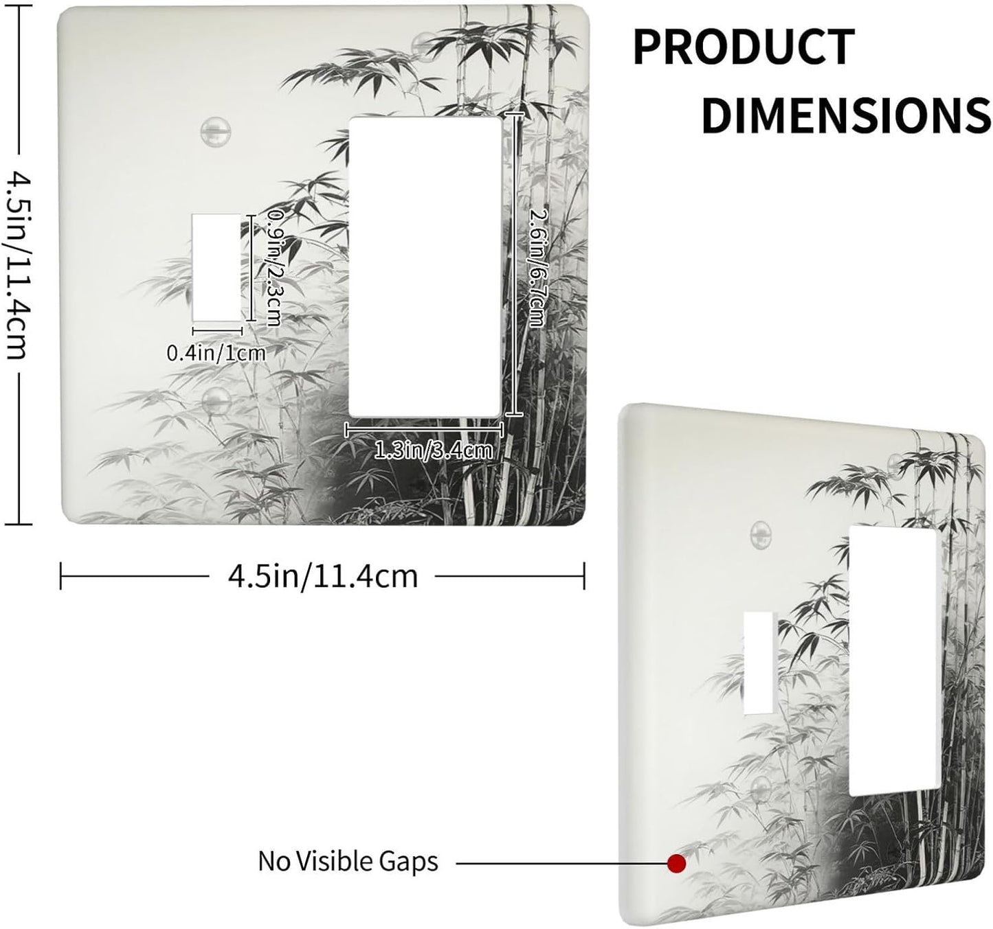 Watercolor Vintage Ink Bamboo Forest 2 Gang Combo 1 Toggle 1 Rcoker Light Switch Covers Decorative Switch Plates Electrical Switch Plates and Outlet Covers for Home Art Decor 4.5 X 4.5 IN