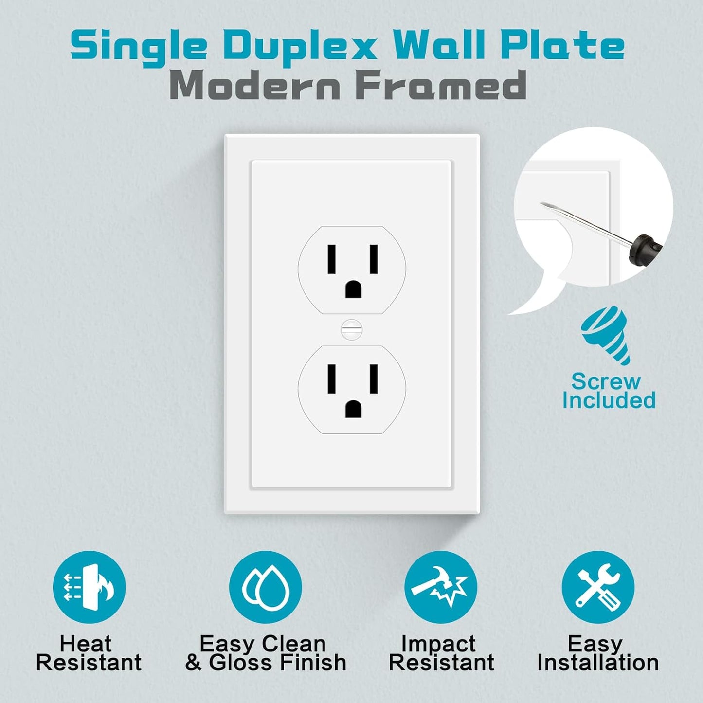 Outlet Covers Wall Plate Electrical Outlet Cover Plates Dual Receptacle Outlet Faceplate for Light Switches, Smart Switch, GFCI, Dimmers, Receptacle, USB Outlet (20 Pack, 1-Gang 4.88X3.18 Inch)