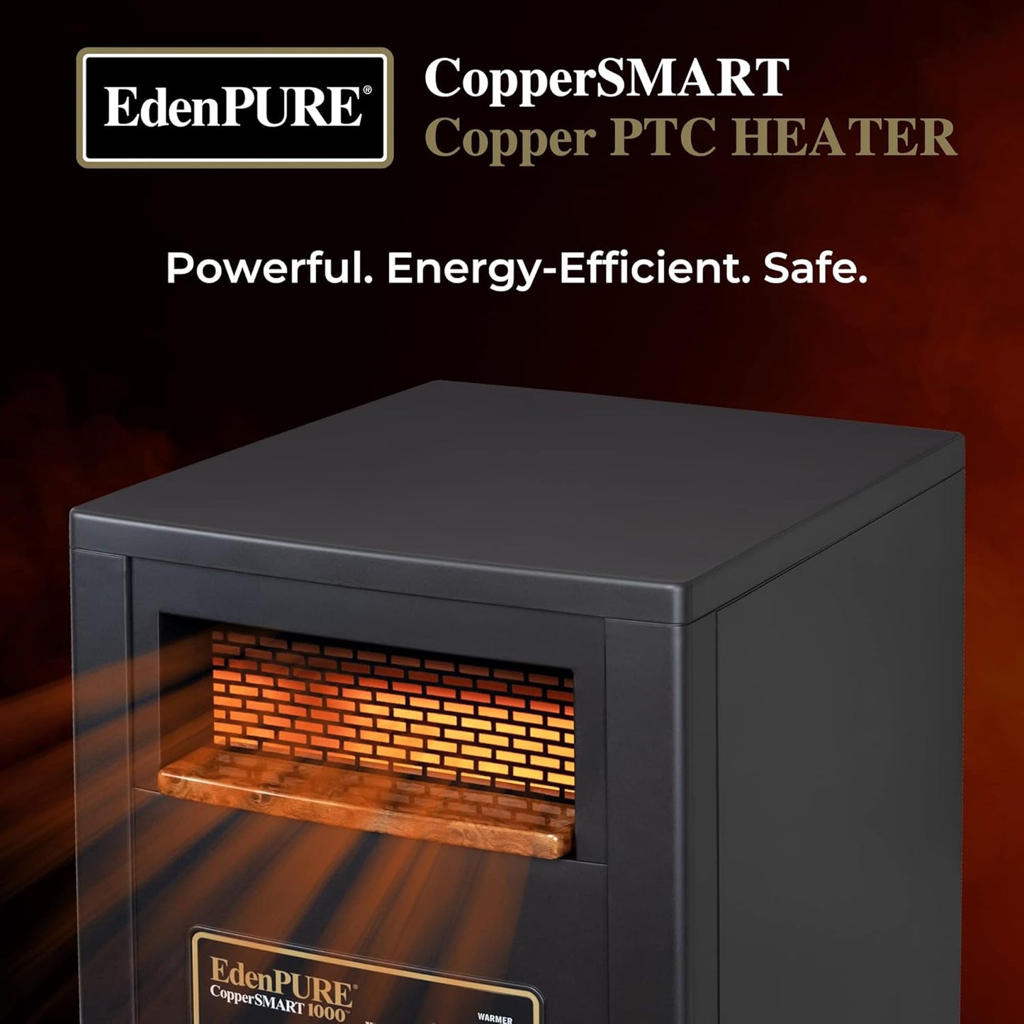 EdenPURE CopperSMART Electric Space Heater - ETL Listed, 1000 to 1500 Watt Portable Heater for Large and Small Rooms - Energy Efficient, Infrared, Lifetime Filter