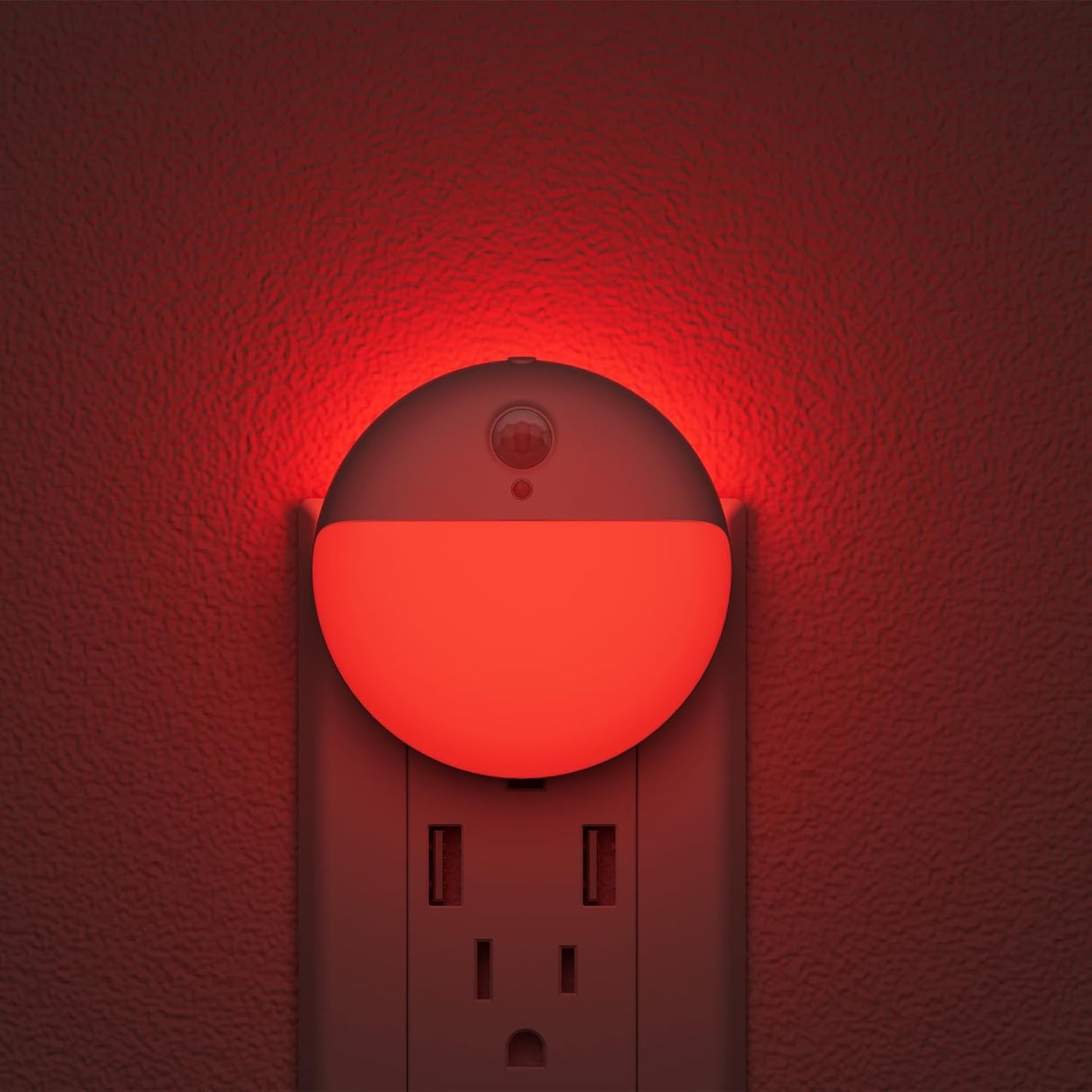 2 Pack Plug in Red Sleep Night Light with Motion Sensor and Dusk to Dawn Sensor, 3 Modes, Soft Glow, Stepless Dimming, LED Lights for Bedroom, Sleep, Baby Nursery, Kids, Toddler, Home Decor