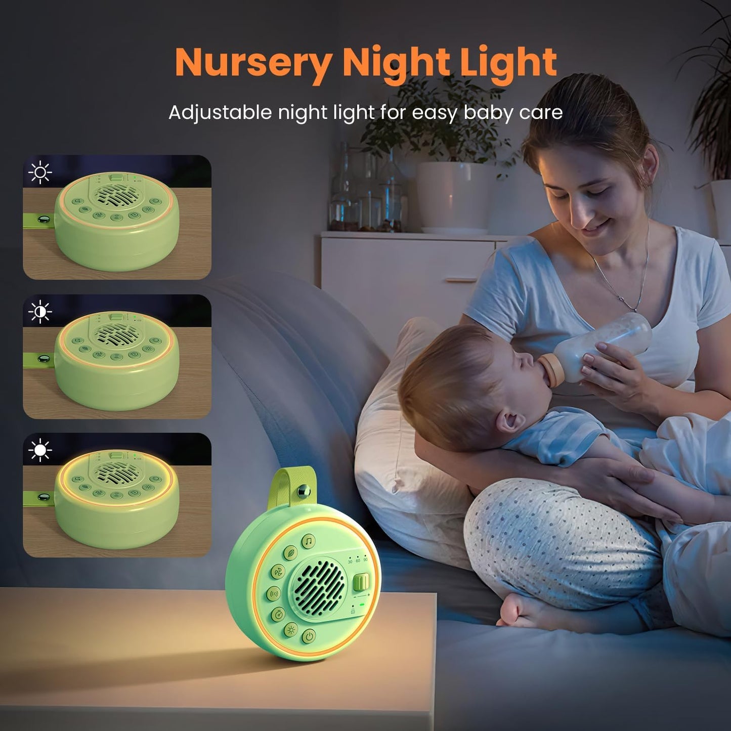 White Noise Machine Portable Sound Machine with 22 Soothing Sounds for Kids Adults, 4 Modes Night Light,3 Sleep Timer,Sound Therapy for Home Office Travel,Green