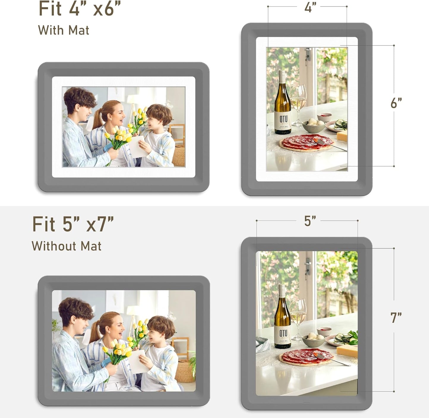 Dark Gray 5x7 Picture Frame with Acrylic Front 1 Pack, ABS Frame for 5x7 or 4x6 Photos, Shatterproof UV-Resistant Tabletop Photo Frame, Vertical/Horizontal Display for Home Décor