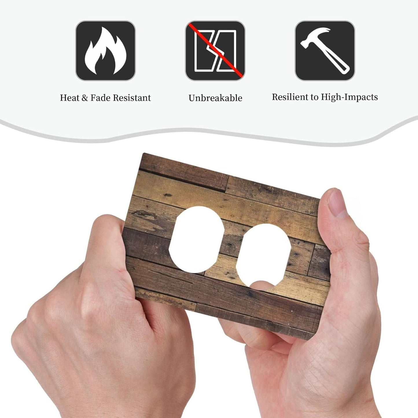 Cool Brown Wood Style Vintage Rustic Print Outlet Covers 1 Gang Duplex Light Switch Cover Decorative Switch Plates Electrical Receptacle Faceplate Wall Plate for Farmhouse Home Decor