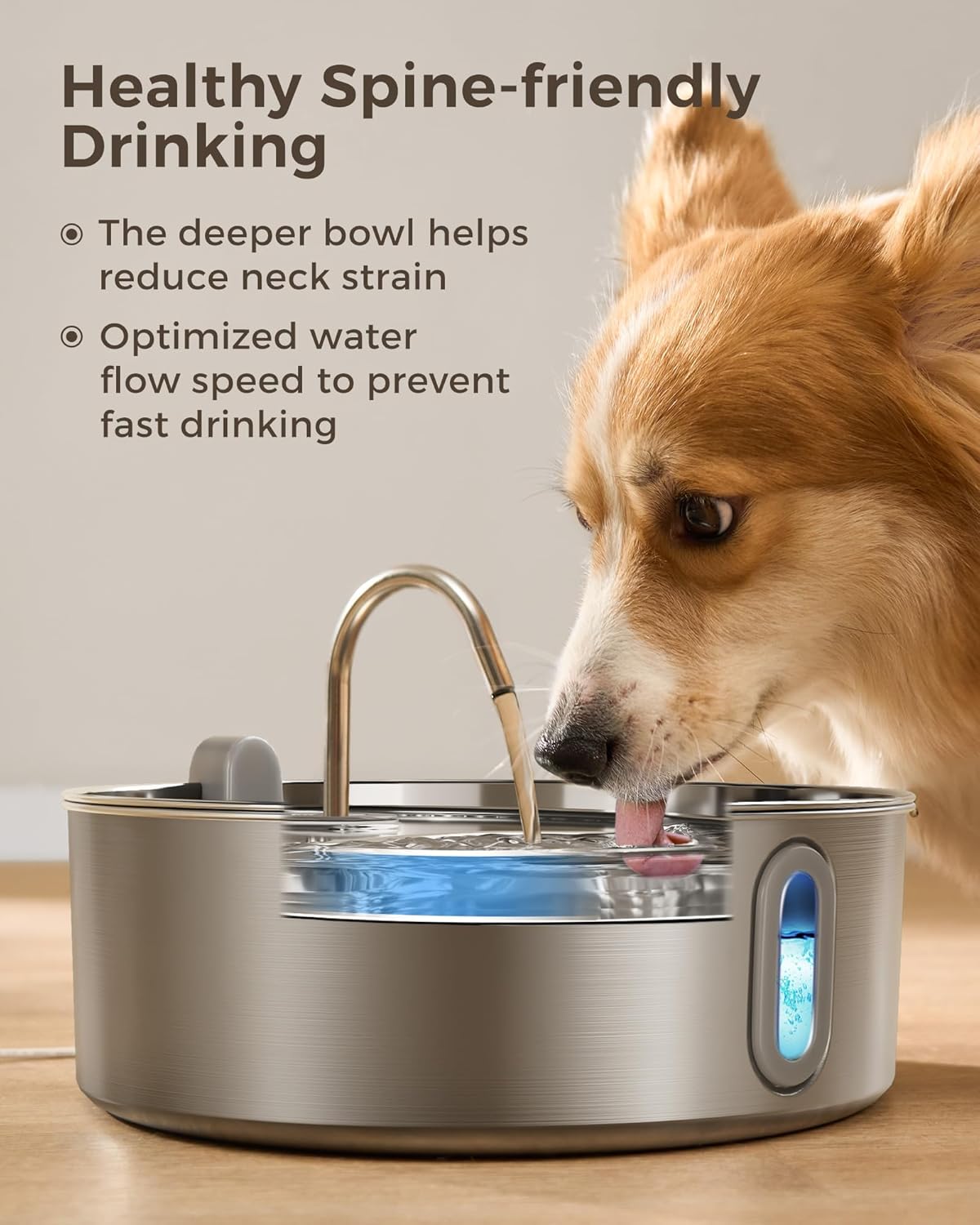 Dog Water Fountain for Large Dogs 7L/236oz Stainless Steel Dog Water Bowl Dispenser Automatic Cat Water Fountain with Deeper Drinking Area, Multi-Filtration Pet Fountain with 6 Filters