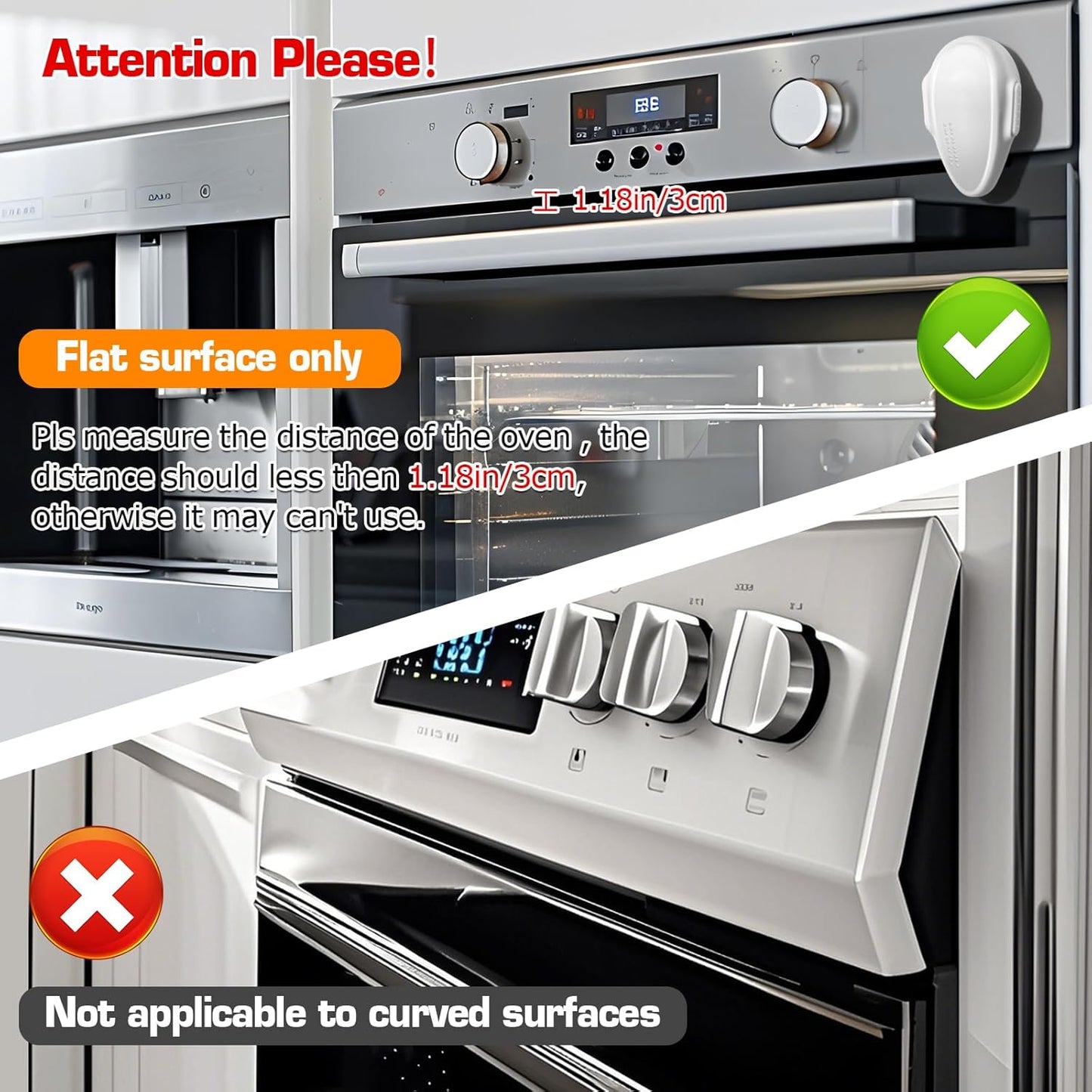 Oven Lock Child Safety (2 Pack), Cabinet Locks Baby Proofing, Baby and Child Proof Locks for Drawer Oven Stove Door, Upgrade Heat-Resistant Material, Easy to Install, No Toolf Need - White