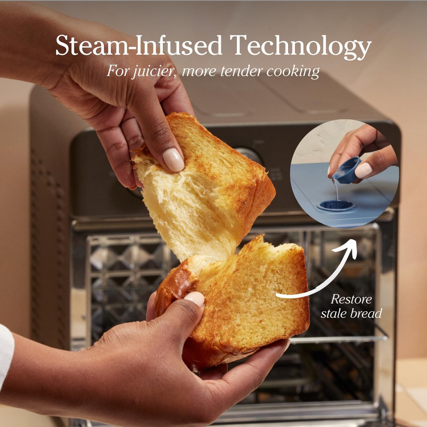 Our Place Large Wonder Oven | 6-in-1 Stainless Steel Air Fryer Toaster Oven Combo with Basket, Rack, Pan & Tray | 3-Rack, 32 QT, Large Capacity - Toast, Roast, Bake, Reheat, Broil & Steam | Steam