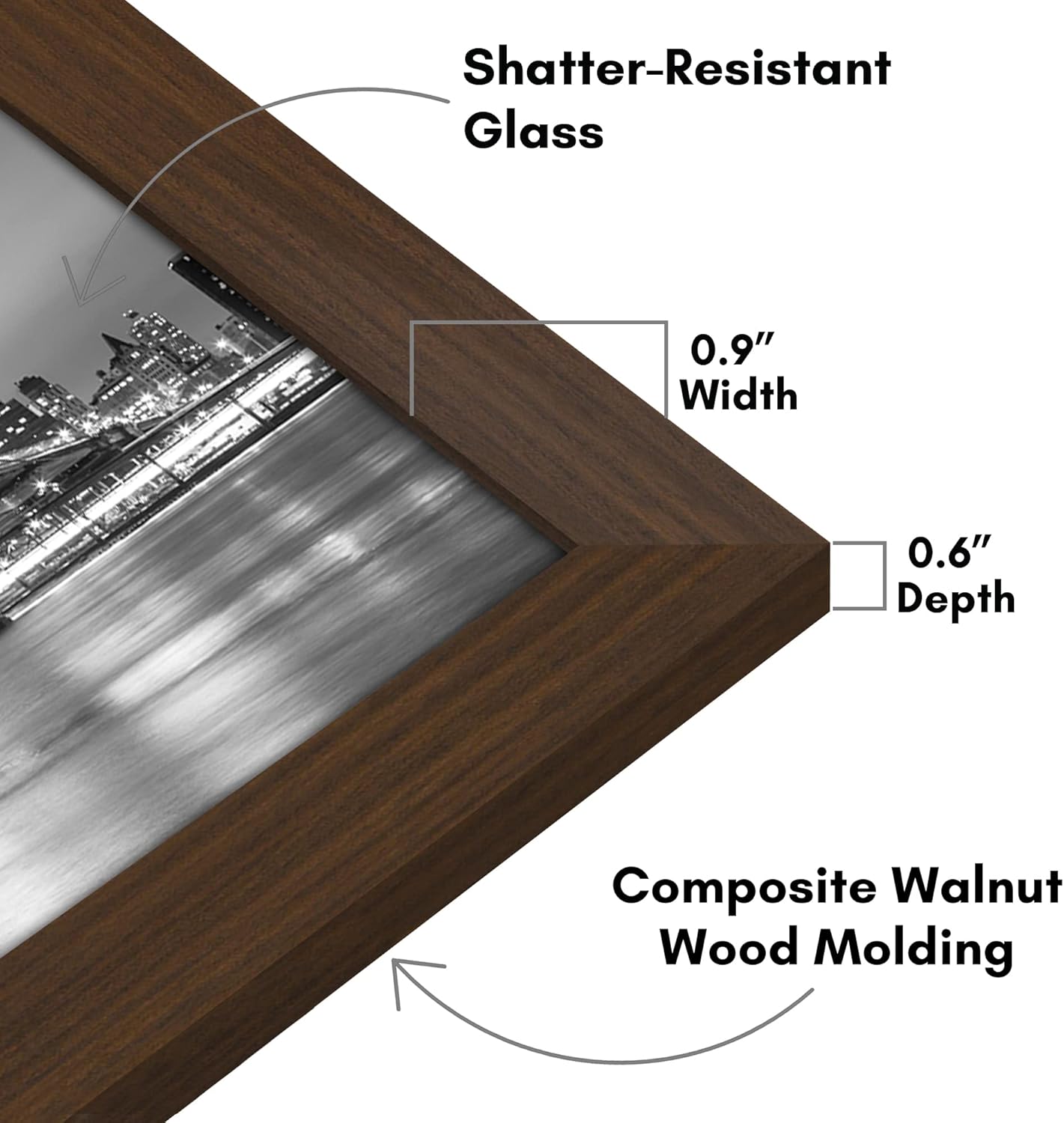 Americanflat 8.5x14 Picture Frame with Shatter-Resistant Glass - Signature Collection - Gallery-Style Frames Made of Engineered Wood - Photo Frame for Wall Display - Walnut