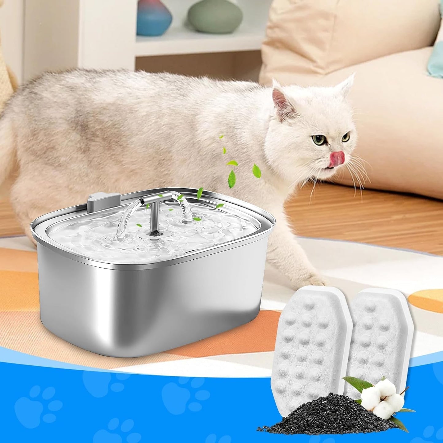16+16 Pack Pet Water Fountain Filter Compatible with Rellaty & Fit for Neareal 108oz/3.2L Automatic Dog Water Dispenser, Cat Filters for Fountain Cat Bowl