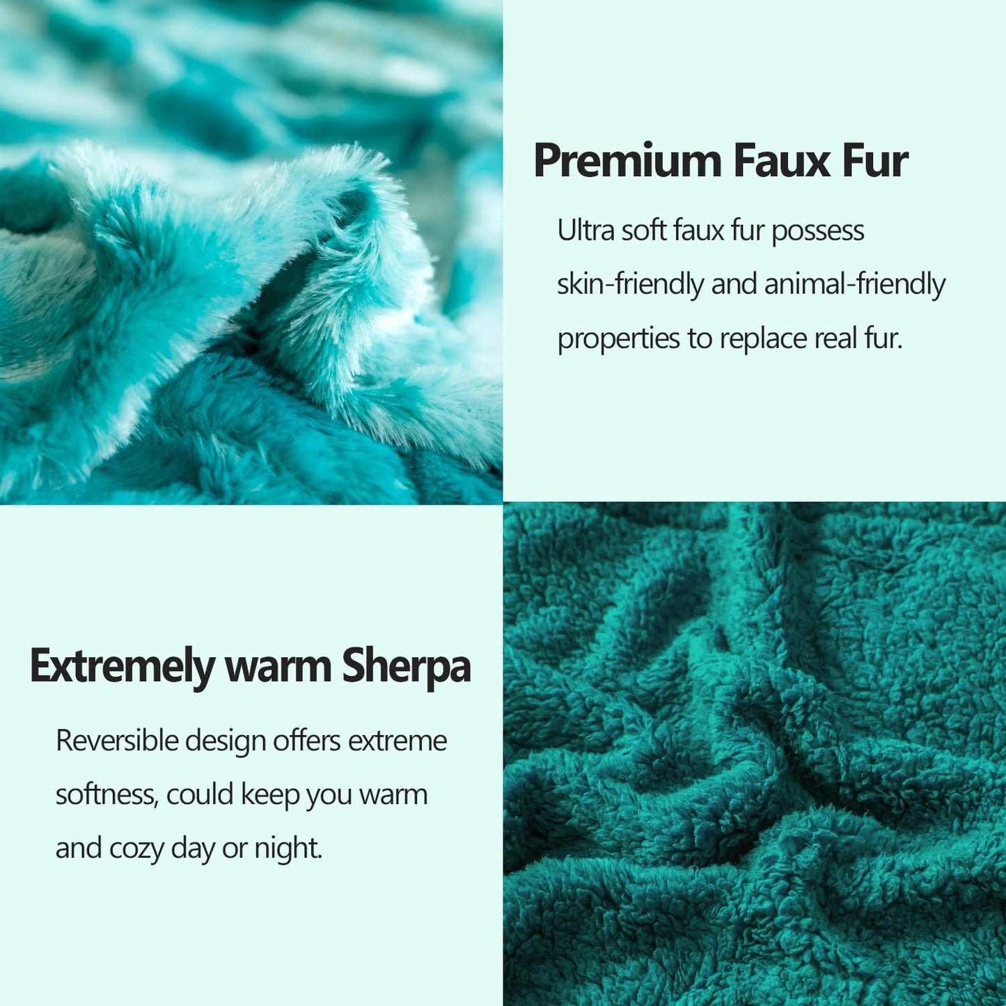 NEWCOSPLAY Super Soft Faux Fur Throw Blanket for Couch Tie-dye Light Teal Sherpa Fuzzy Plush Warm Blanket for Sofa Bed (Tie-dye Light Teal, Throw(40"x50"))