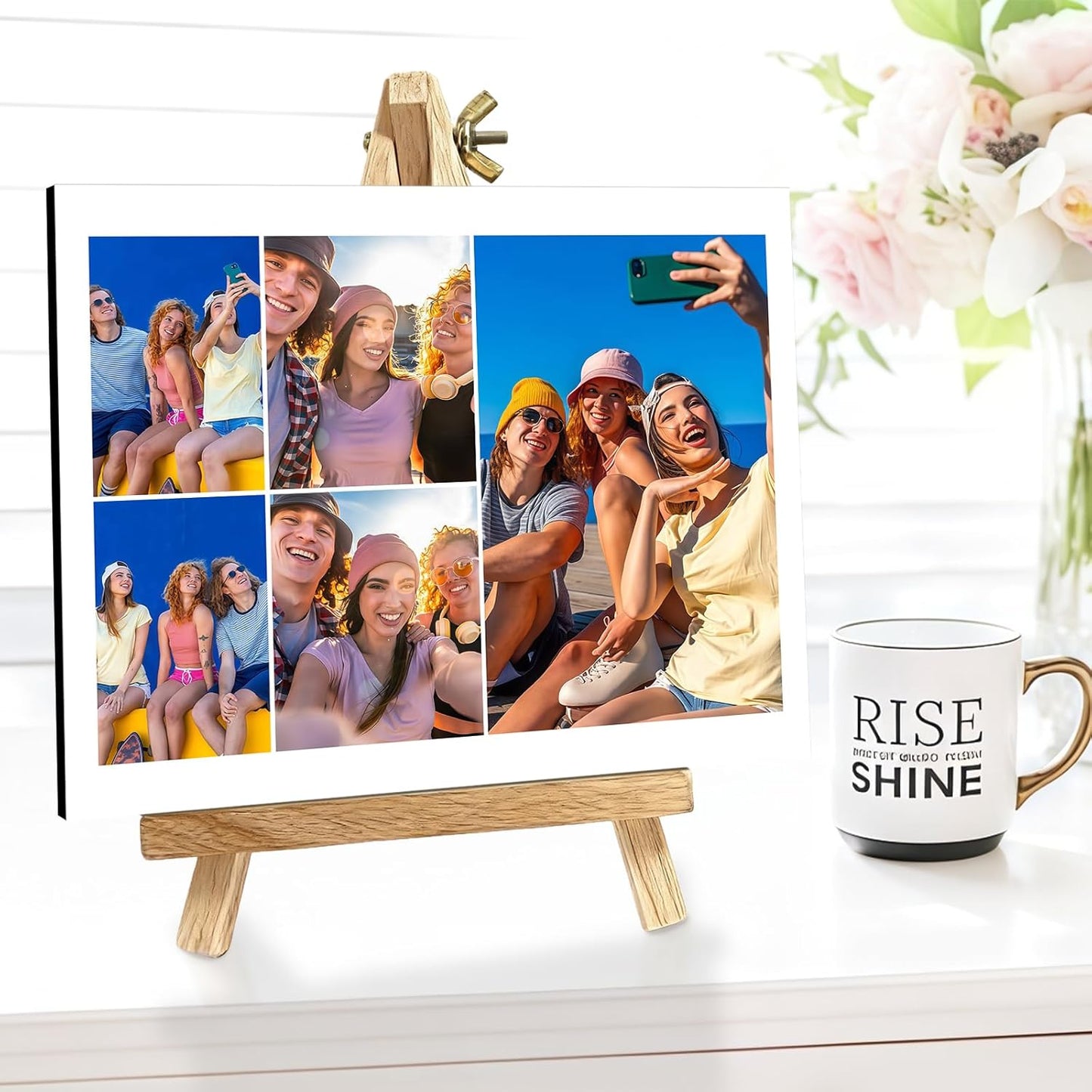 Custom Photo Frame with Stand, Personalized Picture Display, MDF and Wood Construction, Desktop Decor, Multiple Designs, Customizable Gift for Family and Friends
