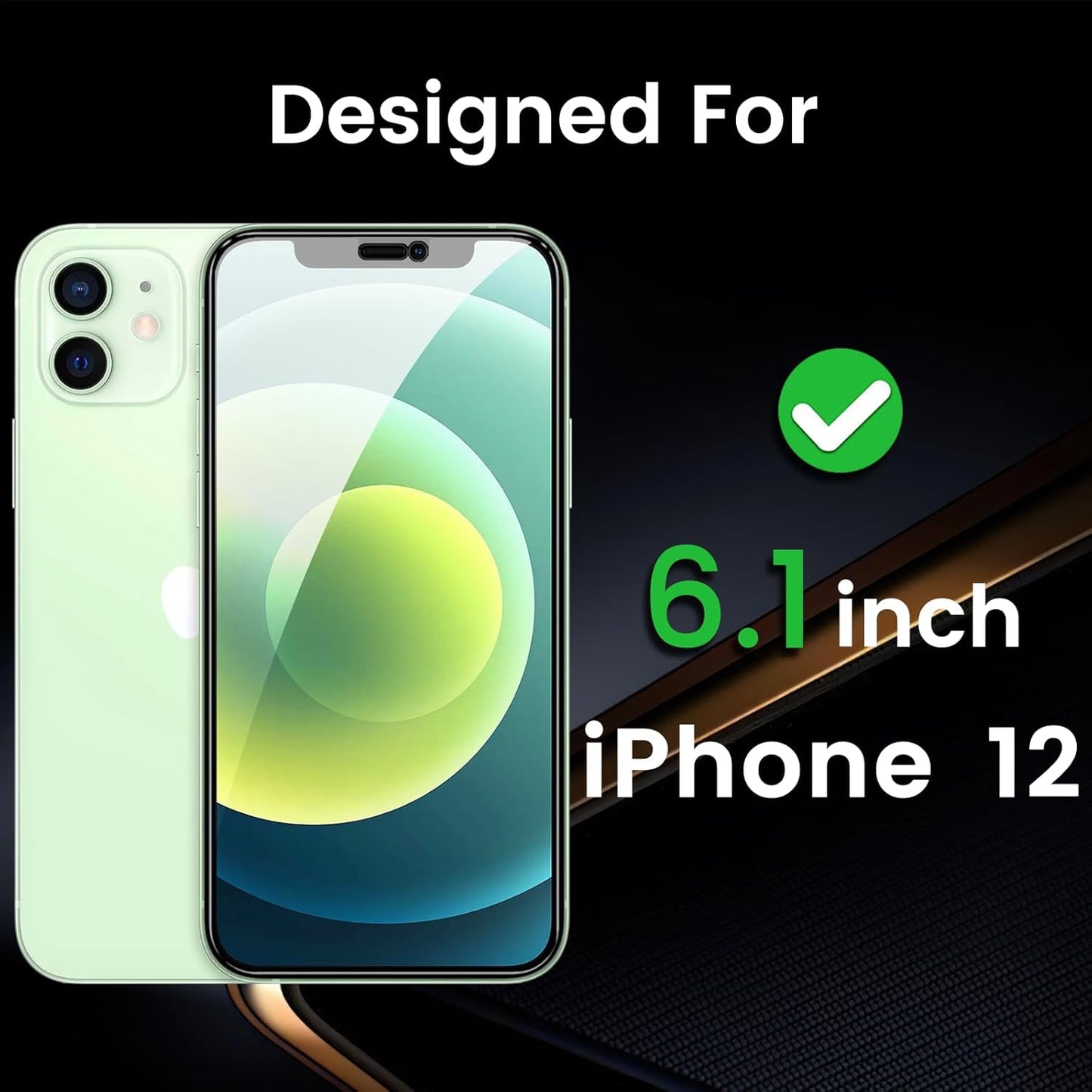 3 Pack Privacy Screen Protector for iPhone 12 6.1 Inch with 3 Pack Camera Lens Protector, Anti Spy Tempered Glass Film, Anti-Scratch, Touch Sensitive, Case Friendly