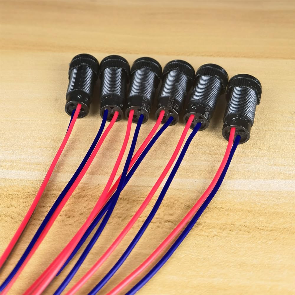 6pcs Red LED Indicator Pilot Light 110VAC Mounting Hole Size 10mm(Flame Retardant Plastic Shell)