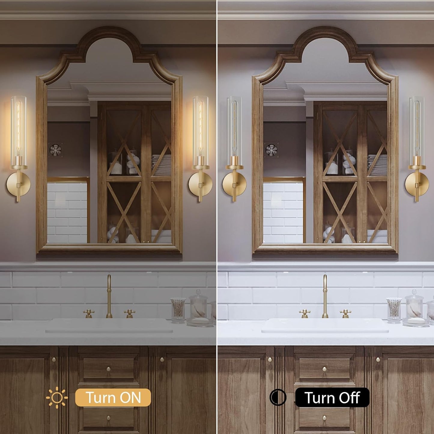 Gold Wall Sconces,19.48" Knurled Wall Sconces, Modern Light Fixtures Wall Lights for Living Room