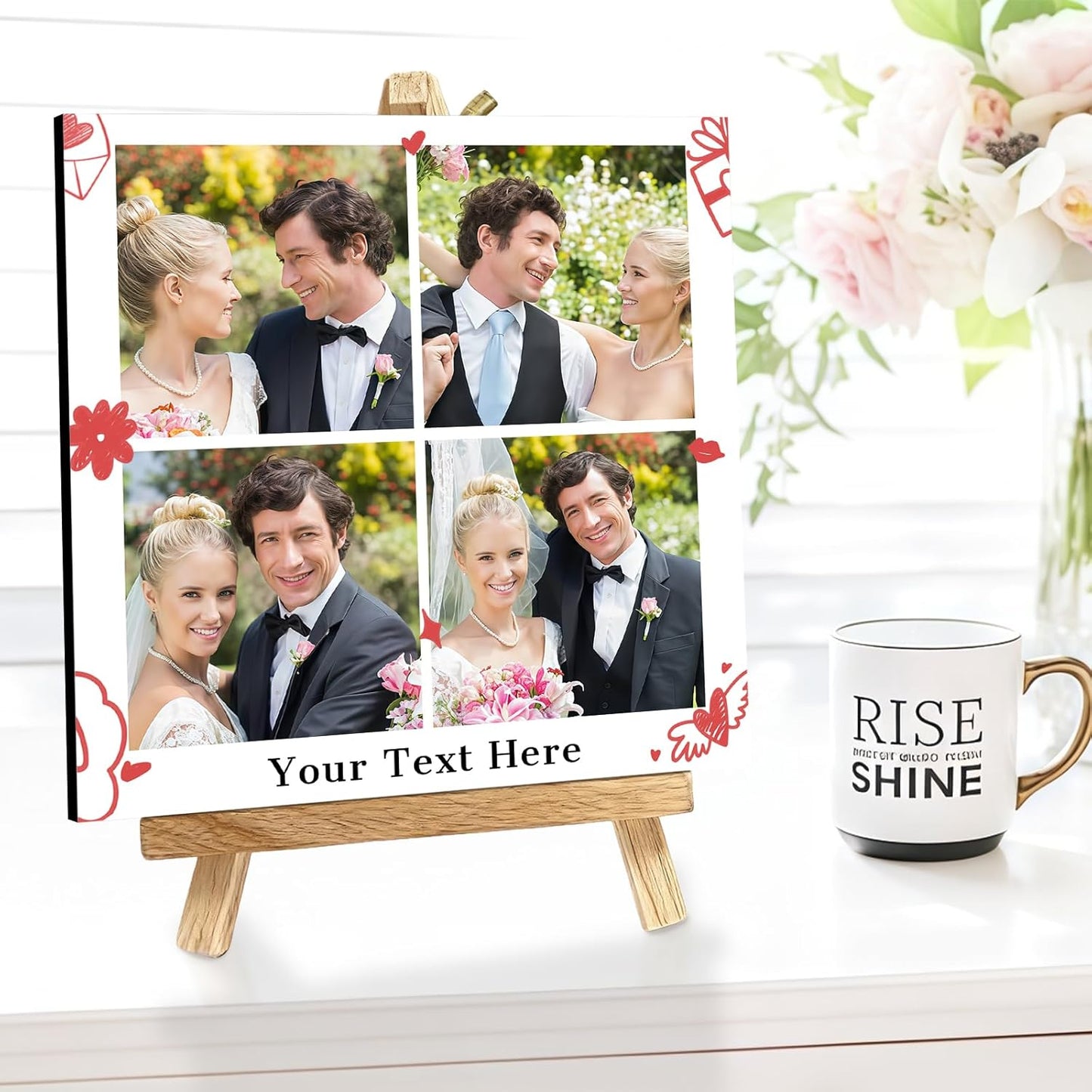 Custom Photo Frame with Stand, Personalized Picture Display, MDF and Wood Construction, Desktop Decor, Multiple Designs, Customizable Gift for Family and Friends