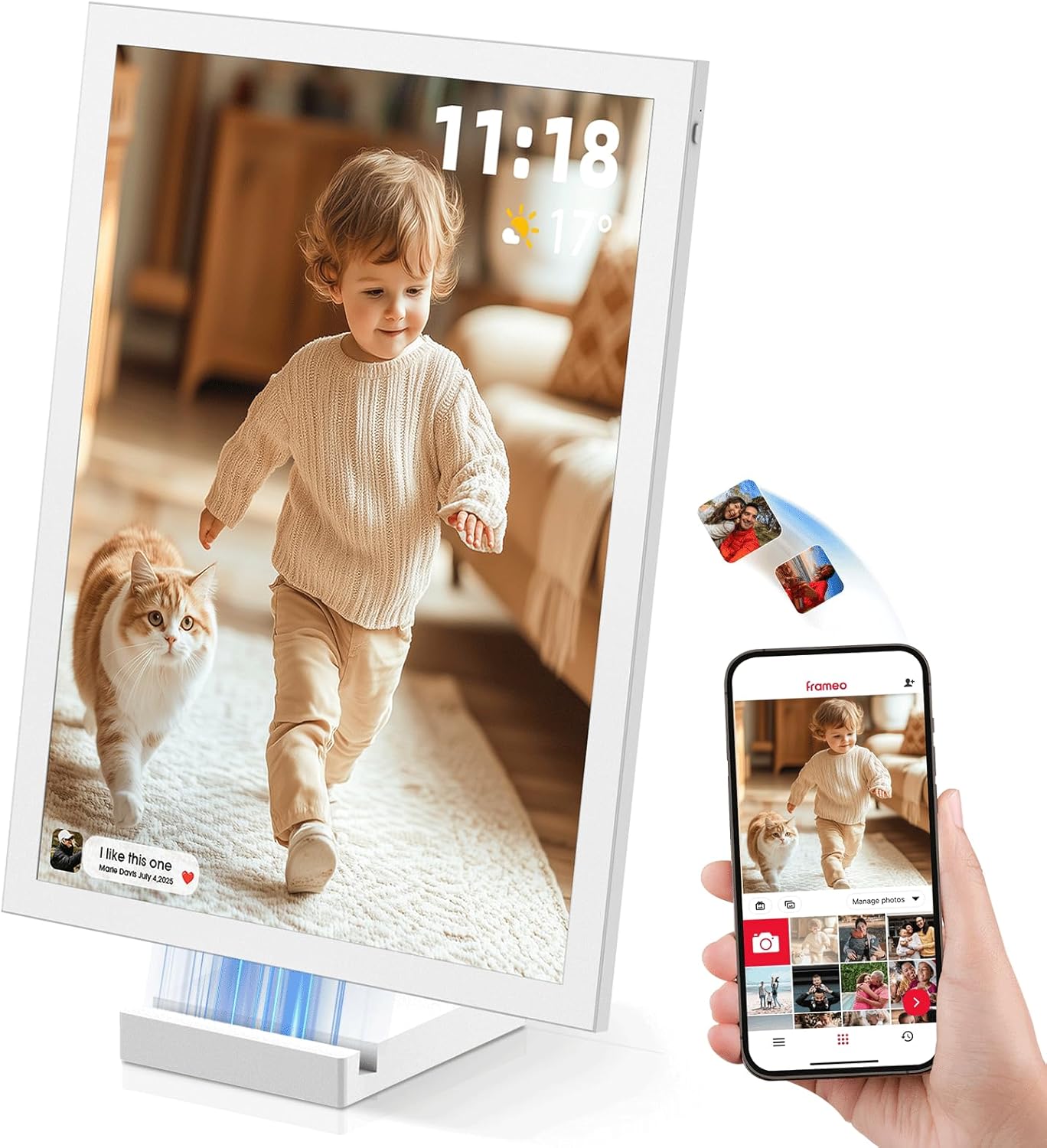 NGTeco Digital Picture Frame 64GB, 10.1" HD Touch Screen Digital Photo Frame, 5000mAh Cordless Battery & Magnetic Wireless Charging, Photo/Video Sharing via Frameo App
