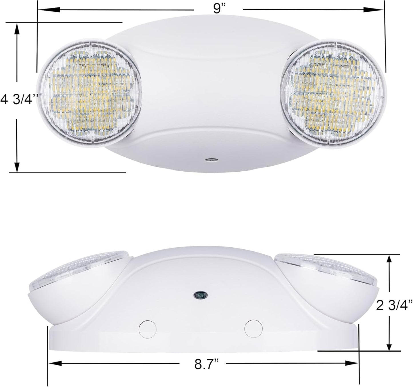 LIT-PaTH LED Emergency Lighting Fixtures with 2 LED Bug Eye Heads and Back Up Batteries- US Standard Exit Light, UL 924 and CEC Qualified, 120/277 Voltage, White, 6-Pack