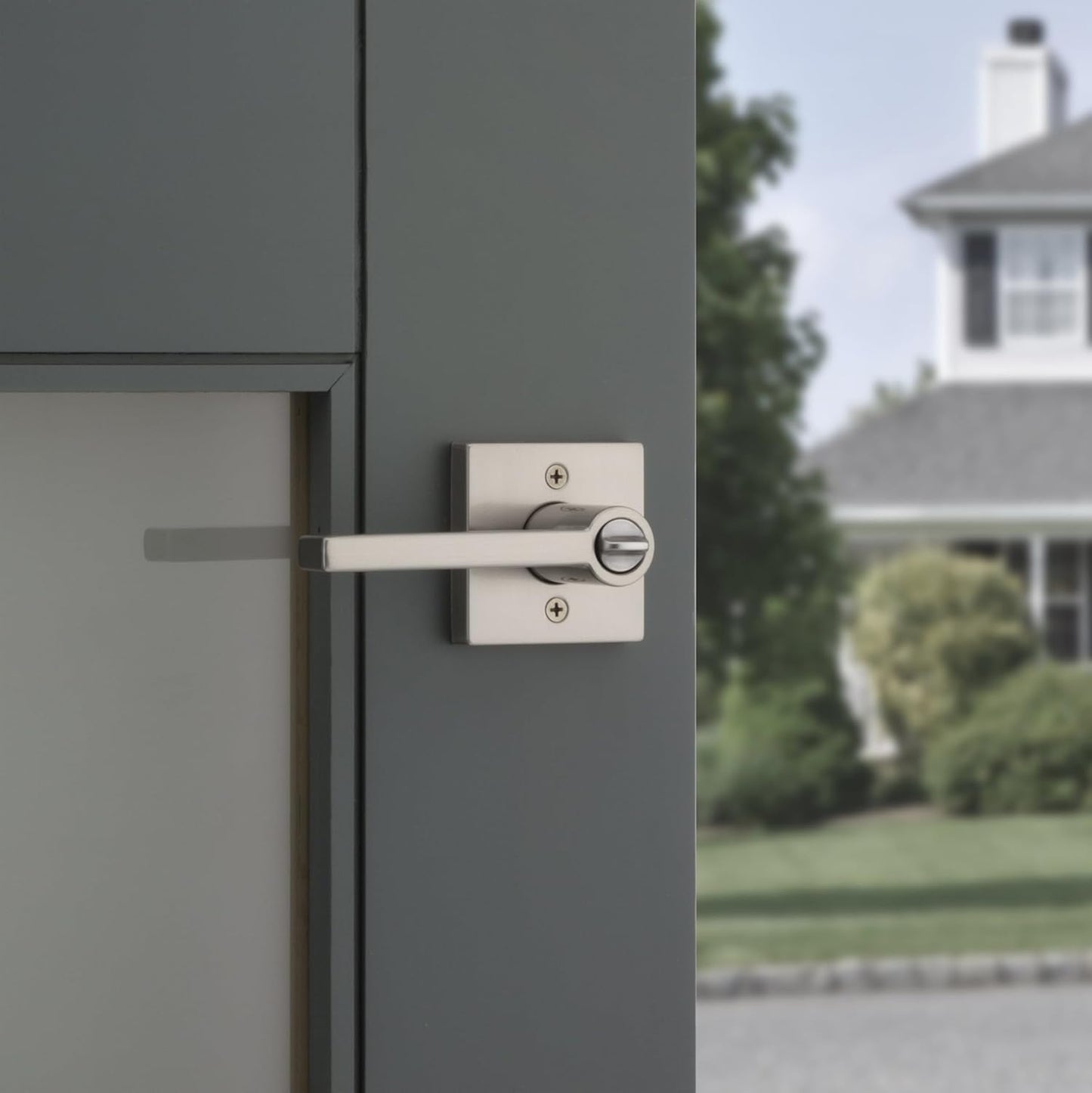 Kwikset Halifax Entry Door Handle with Lock and Key, Secure Keyed Reversible Lever Exterior, For Front Entrance and Bedrooms, Satin Nickel, 10 Pack, Pick Resistant SmartKey Rekey Security and Microban