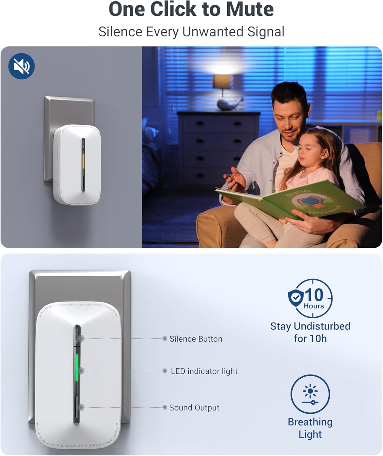 Ecoey Carbon Monoxide Detectors Plug-in with Advanced Electrochemical Sensor 10 Year Carbon Monoxide Detector Foldable Plug with Battery Backup CO Detector for Home and Kitchen FJ146A, 2Packs