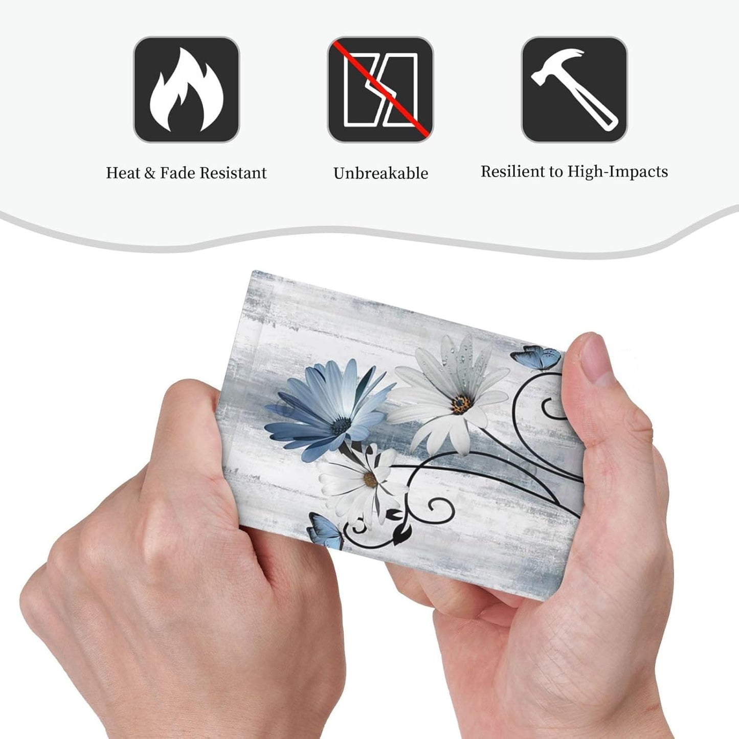Decorative Light Switch Cover Plate Rustic Blue White Daisy Ink Flower 1 Gang No Device Single Blank Outlet Covers Wall Plates for Electrical Outlets Faceplate for Bedroom Home Decor
